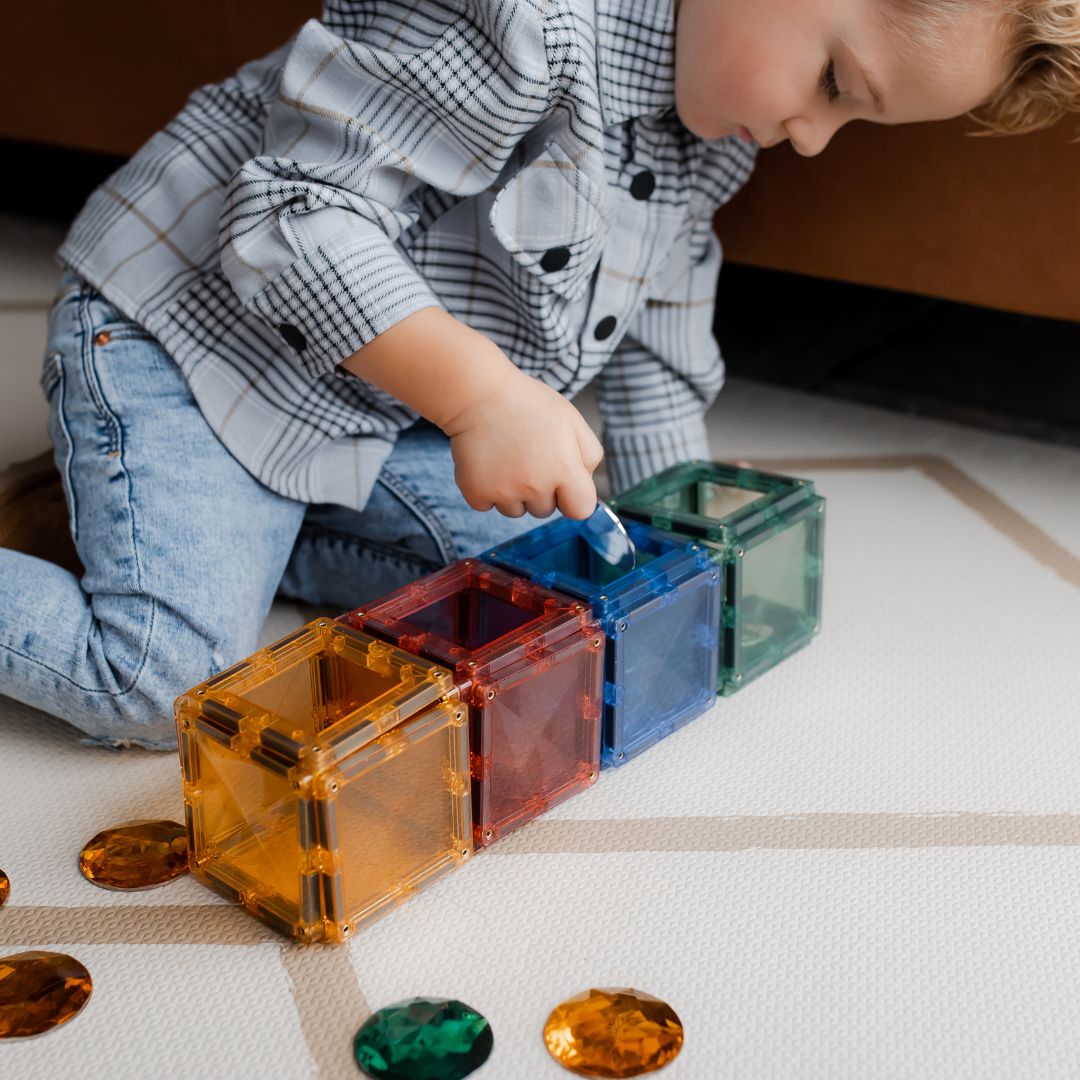 Connetix Pastel creative pack magnetische tegels 120-delig in combinatie met Bauspiel