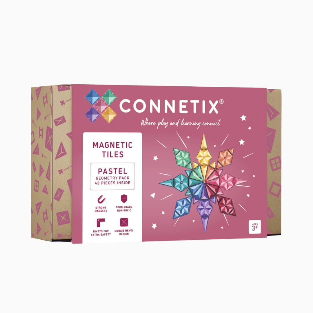 Connetix Pastel geometry pack met 40 magnetische tegels in driehoekige vormen