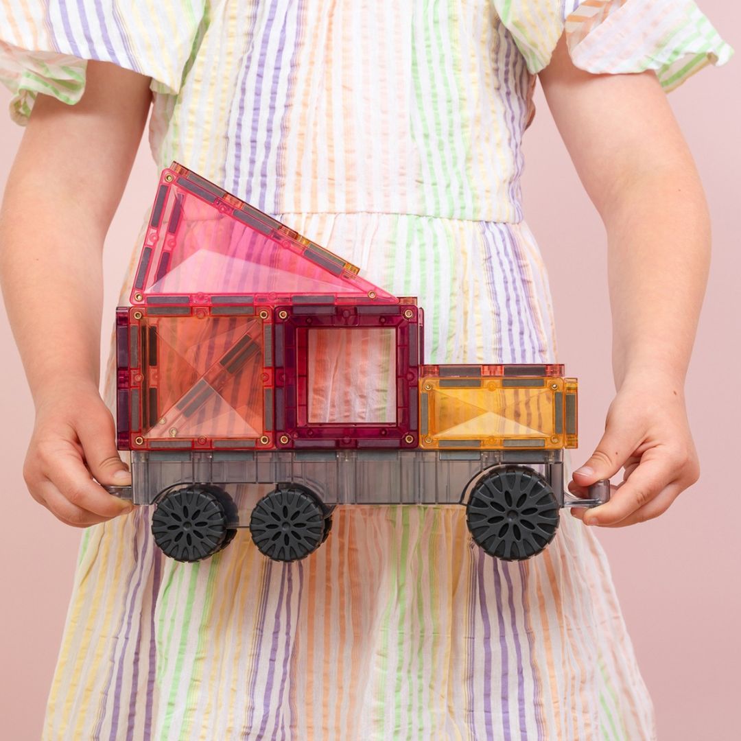 Connetix Pastel magnetische tegels Transport Pack 50-delig met 3 auto-onderplaten