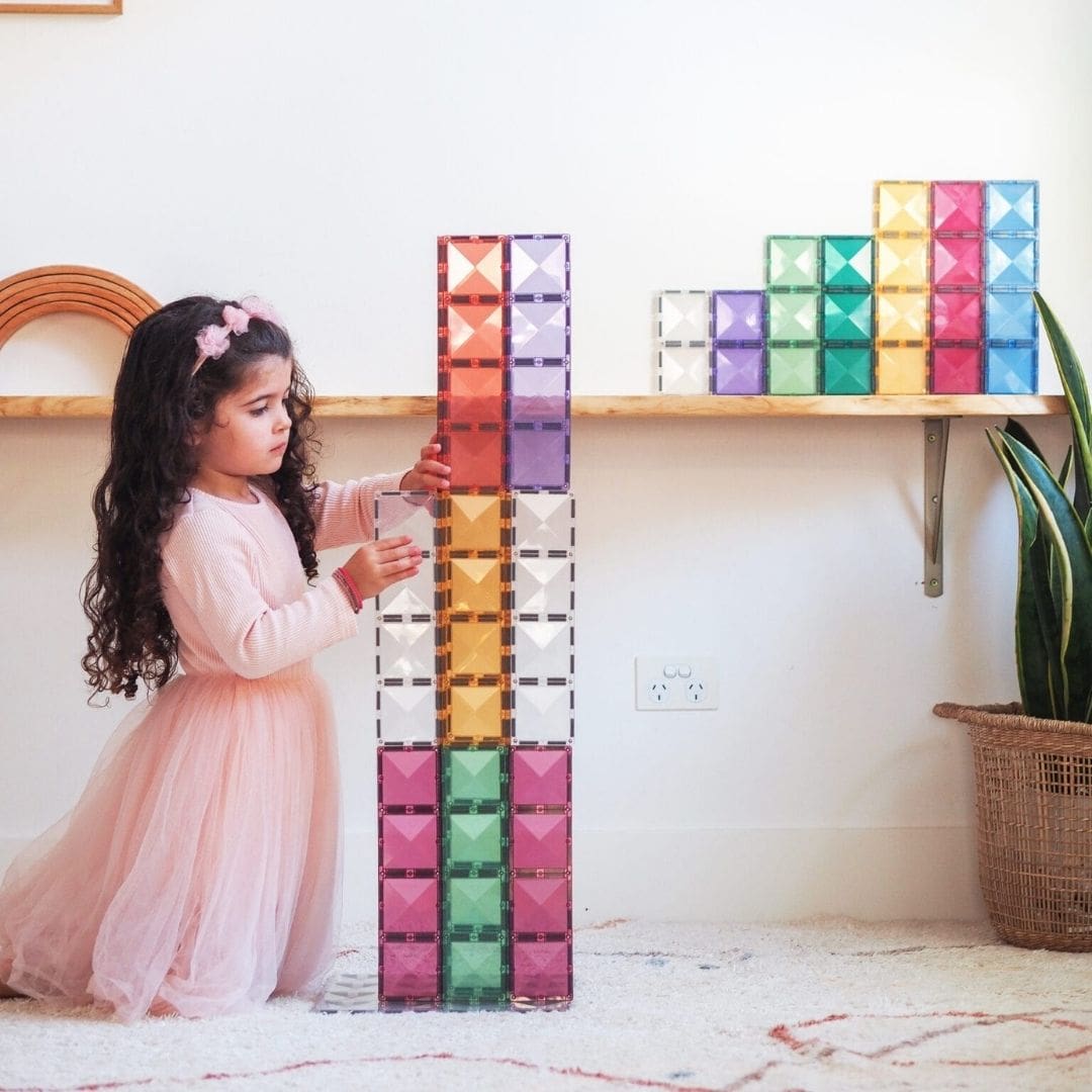 Connetix Pastel rectangle pack met vierkantjes in 3 maten 24-delig