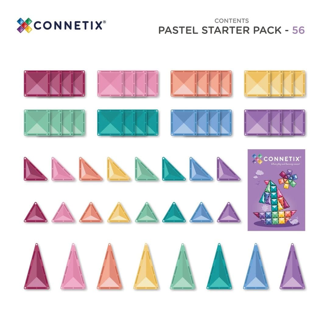CONNETIX pastel starter pakket met 56 magnetische tegels