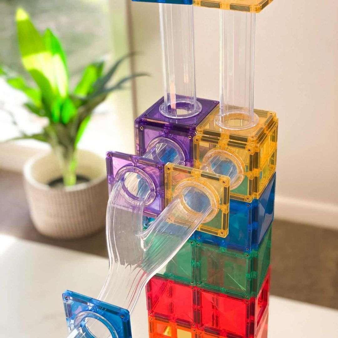 Connetix magnetische tegels knikkerbaan rainbow ball run 92 delig