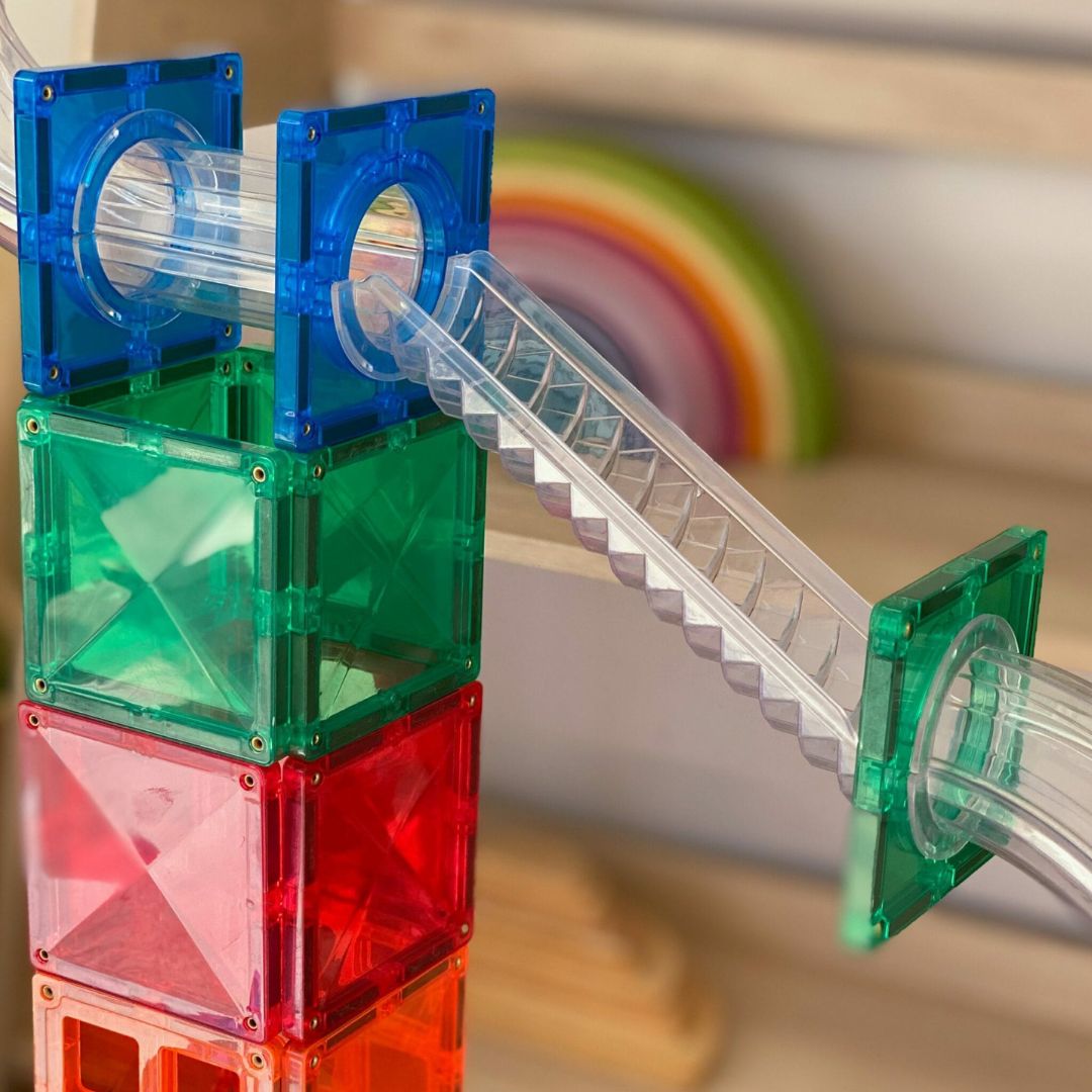 Connetix magnetische tegels knikkerbaan rainbow ball run 92 delig