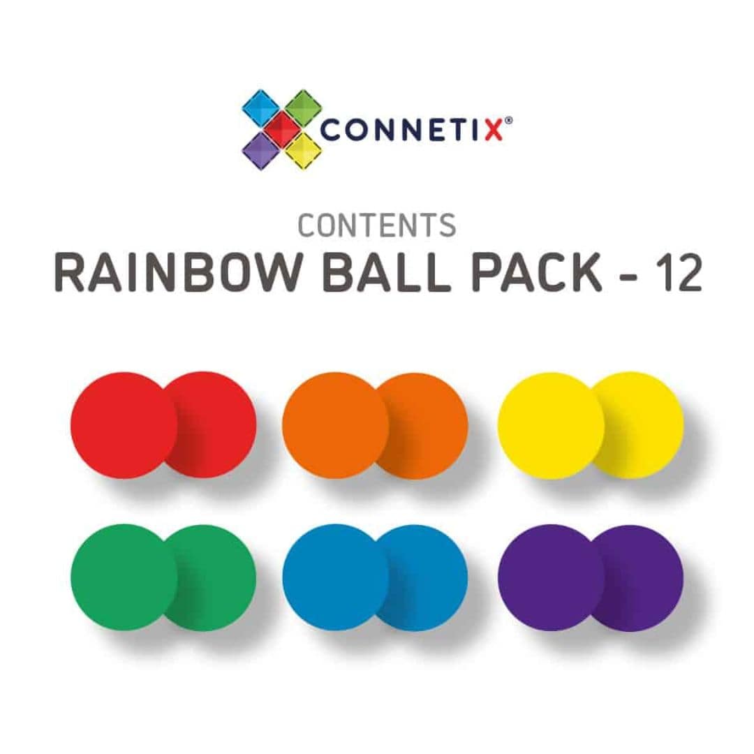 CONNETIX Rainbow houten knikkers - 12-delig