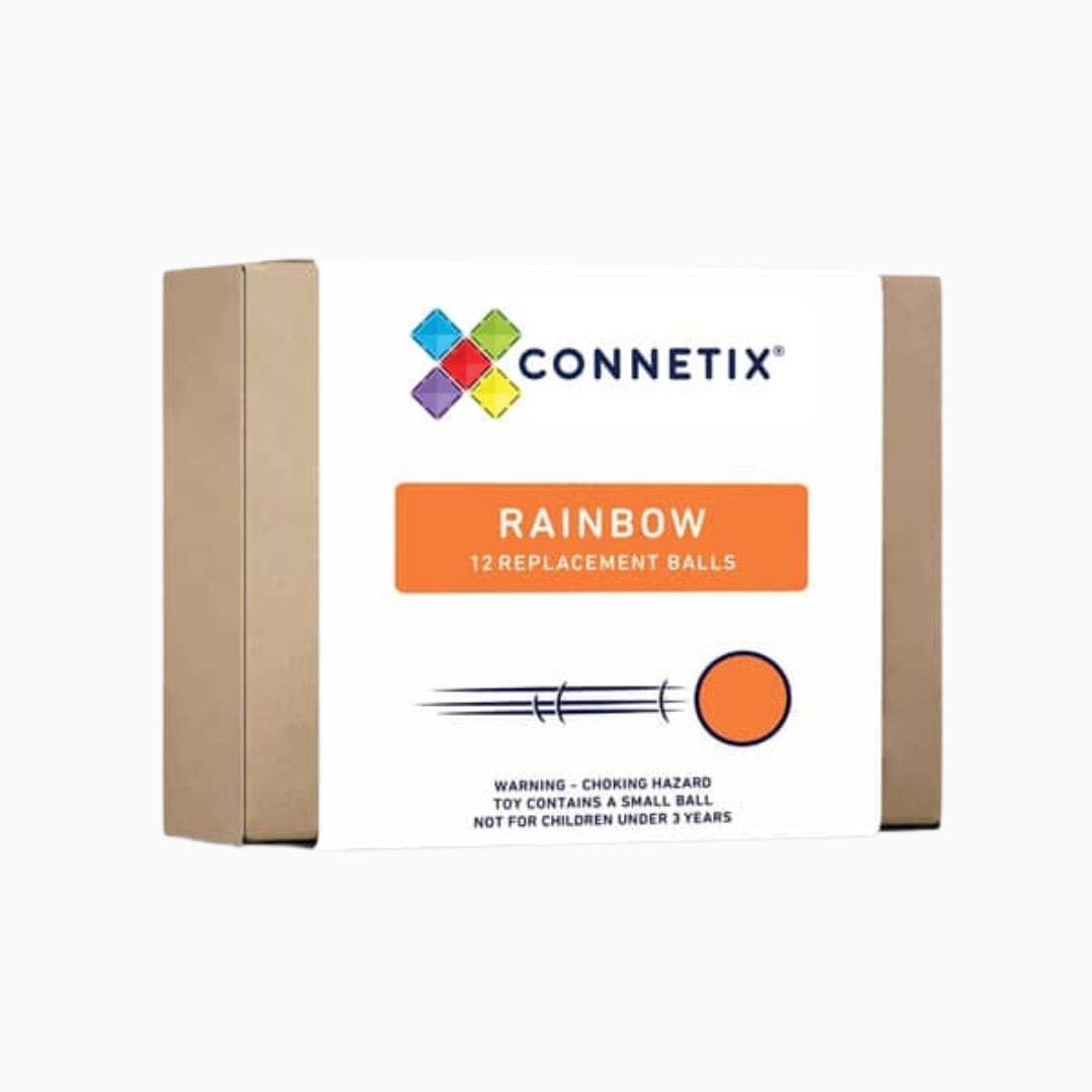 Connetix Rainbow set met 12 houten knikkers in regenboogkleuren voor de knikkerbaan