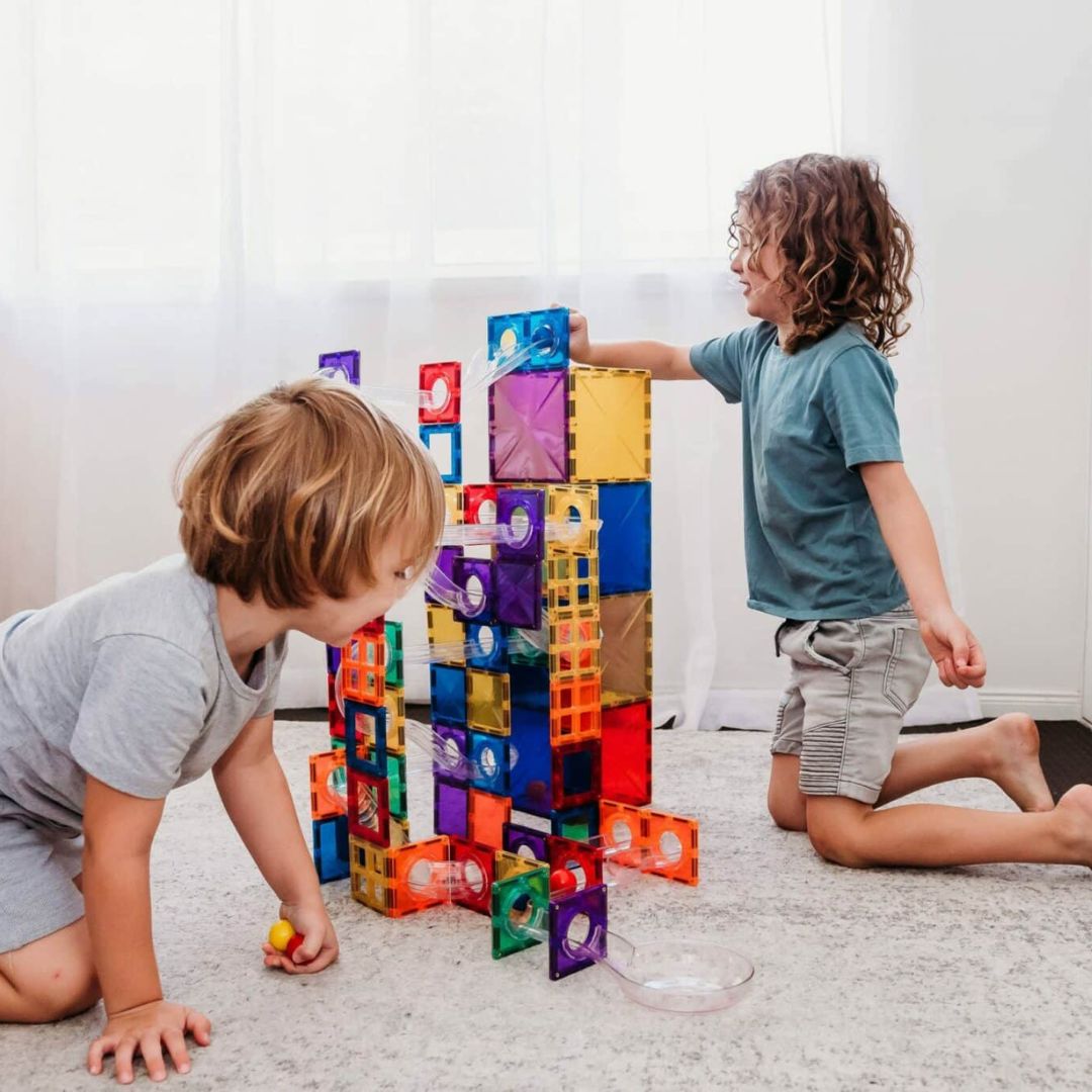 Connetix magnetische tegels knikkerbaan rainbow ball run 92 delig