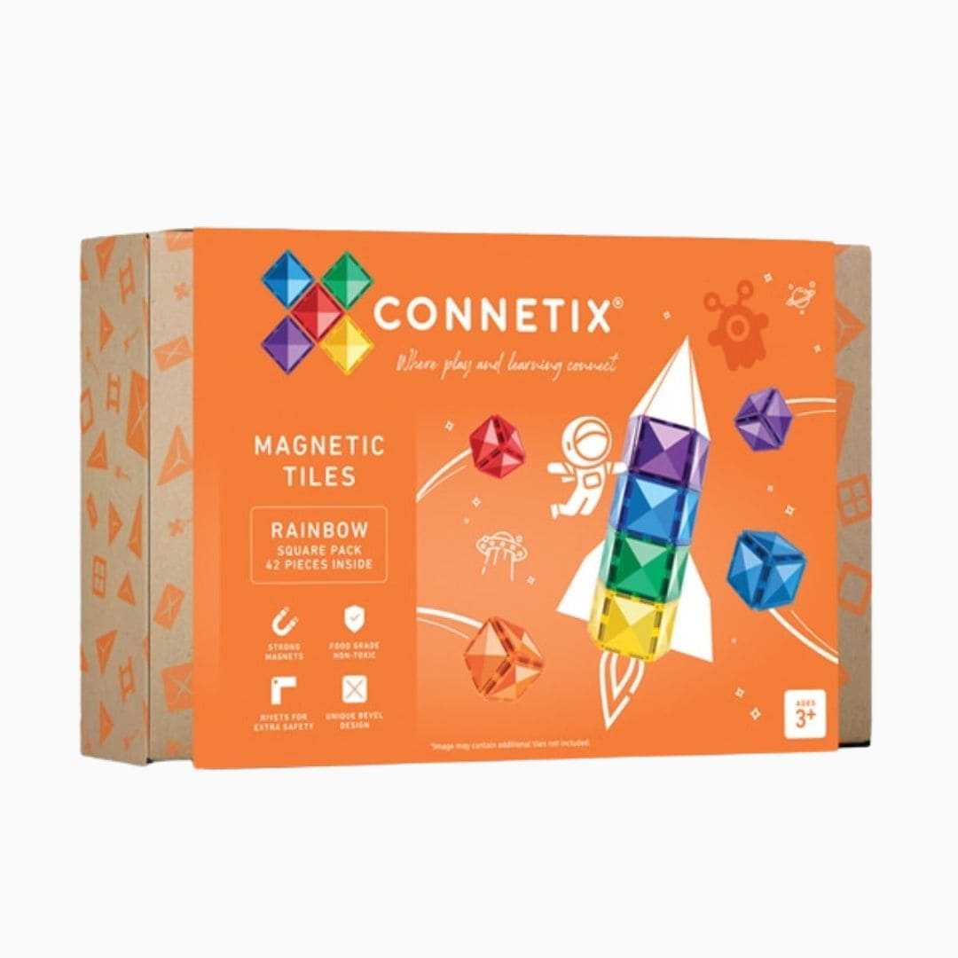 Connetix Rainbow magnetische tegels square pack met 42 vierkante tegels