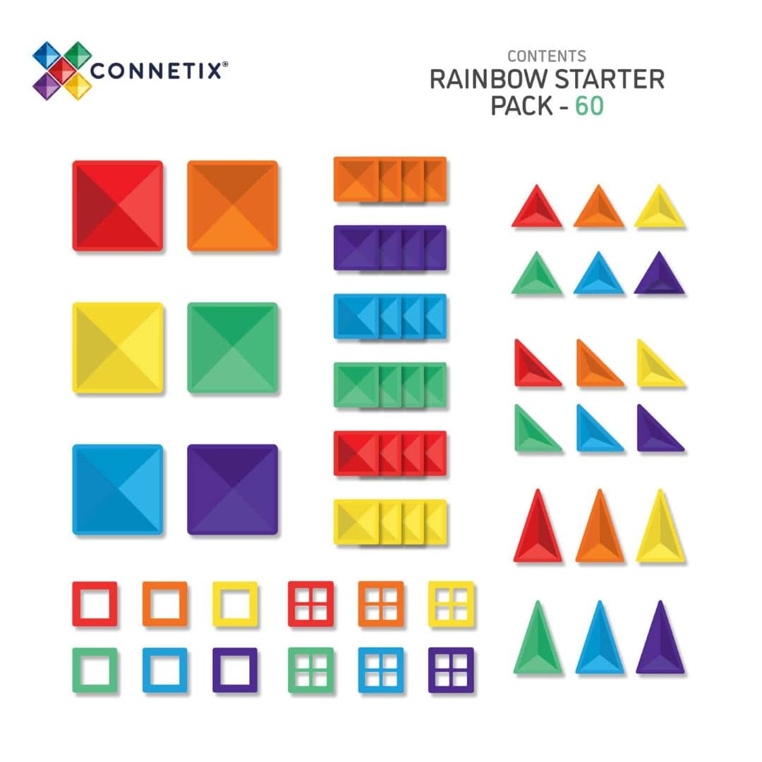 Connetix rainbow startersset magnetische tegels met 64 tegels