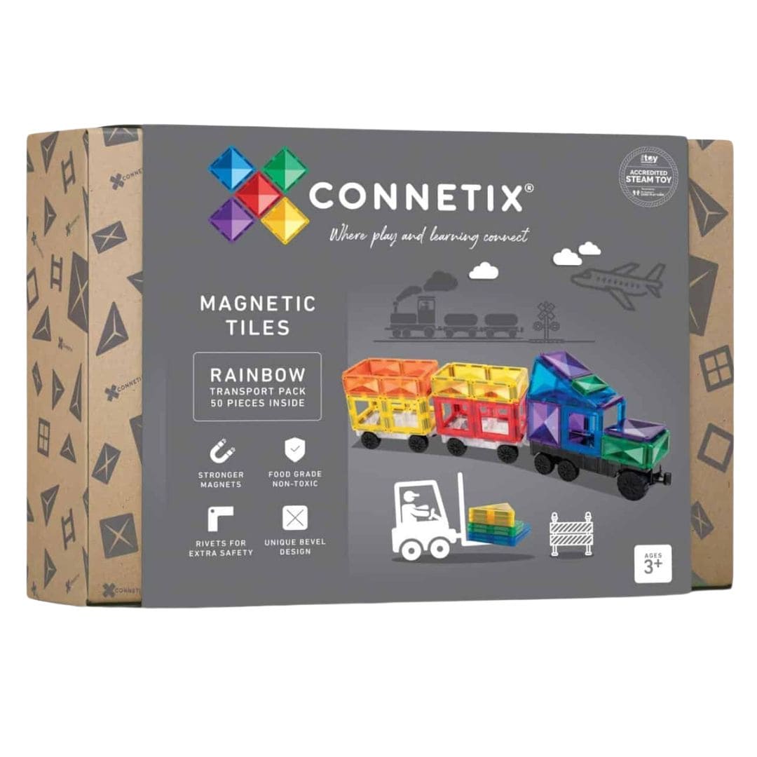 Connetix Rainbow magnetische tegels transport pack om auto's te maken