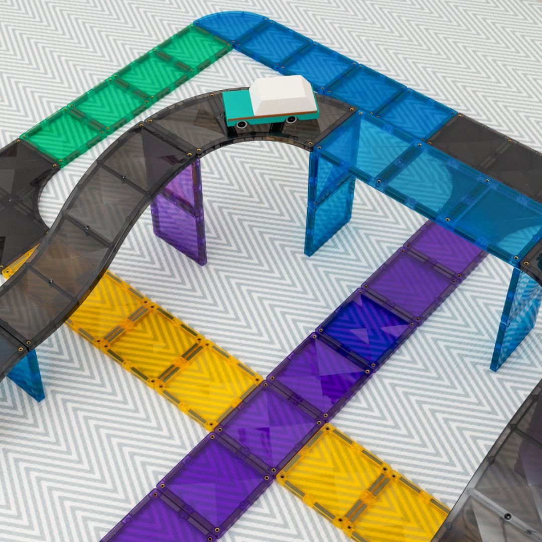 connetix roads zwarte magnetische tegels pak van 16