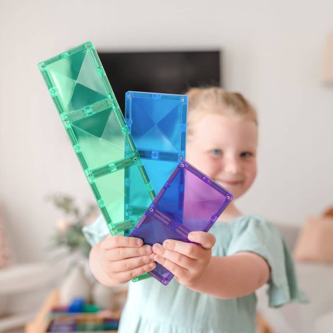 Connetix Rainbow magnetische tegels Rectangle pack met 18 rechthoeken in regenboogkleuren