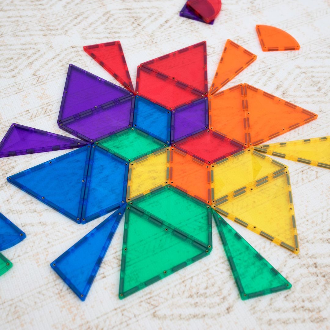 Connetix Rainbow Shape expansion pack met 36 bijzondere vormen magnetische tegels in regenboogkleuren