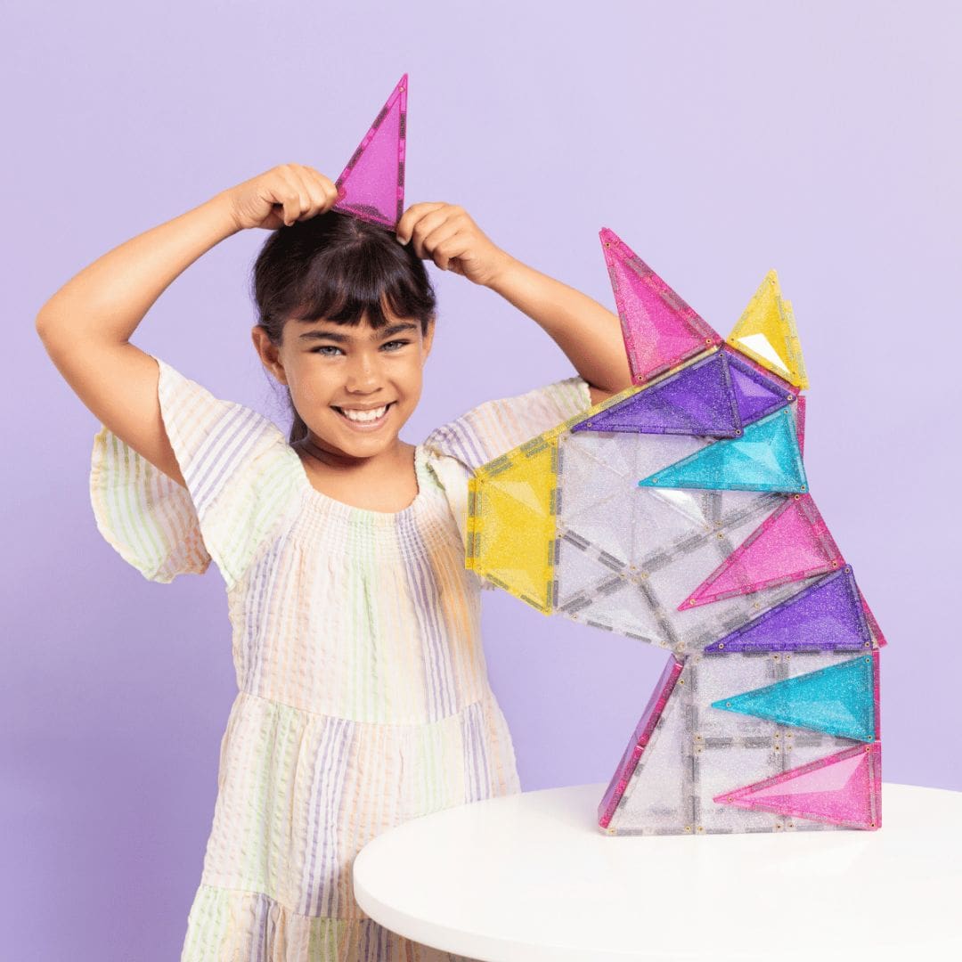 CONNETIX Tiles Unicorn pack met magnetische glitter tegels