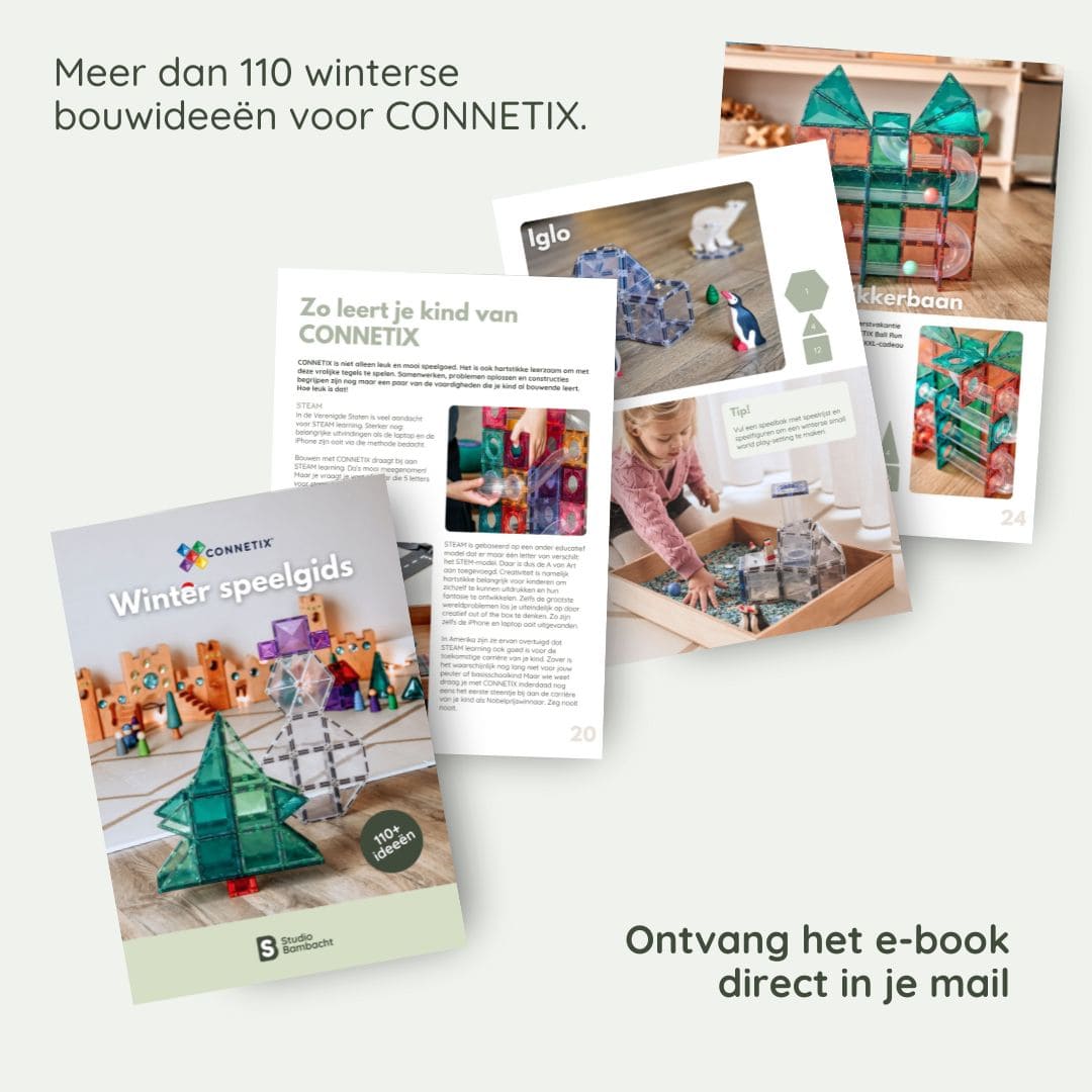 Speelgids met spelideeën voor magnetische tegels van o.a. Connetix in het thema kerst en winter