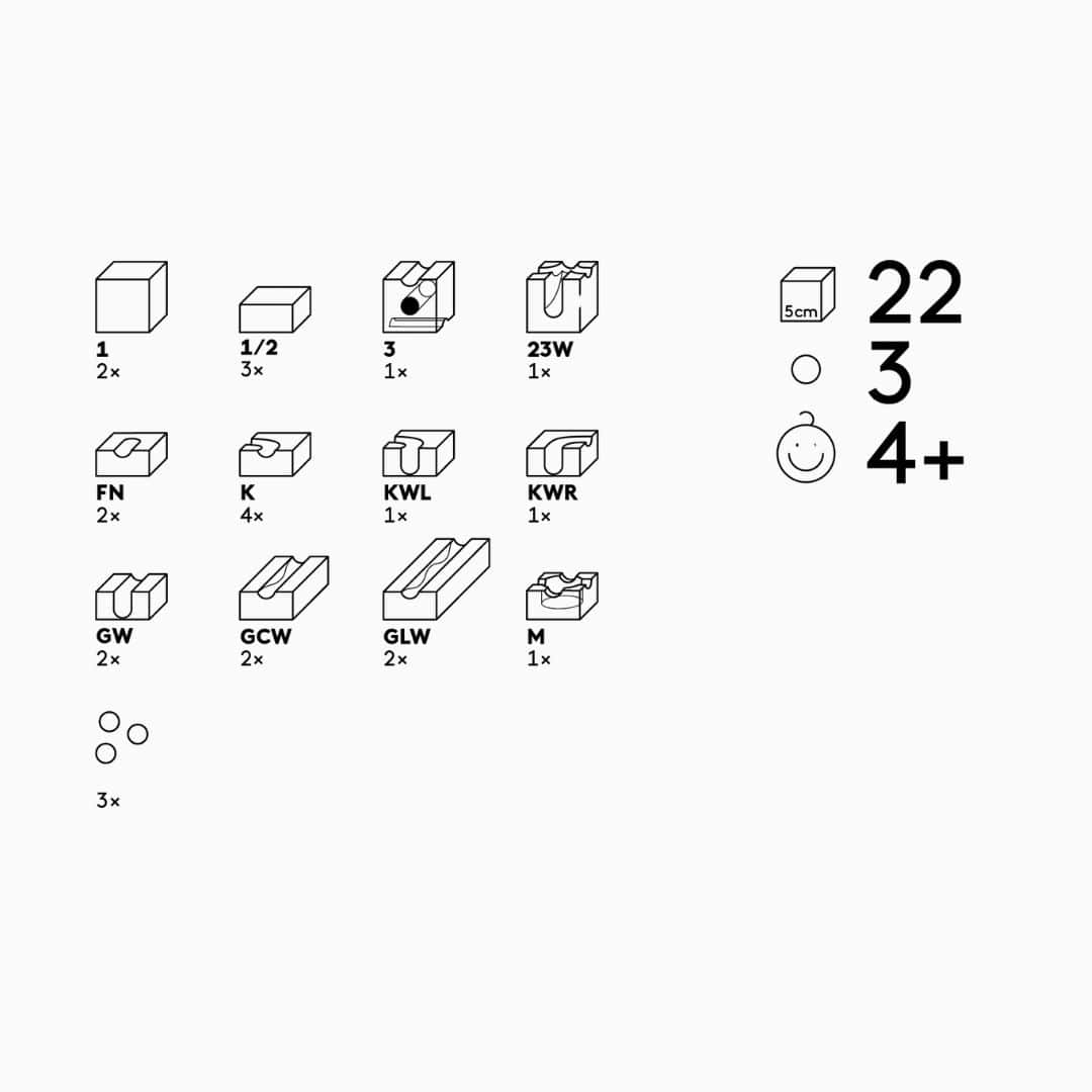 CUBORO knikkerbaan WAVE uitbreidingsset met 22 bouwelementen