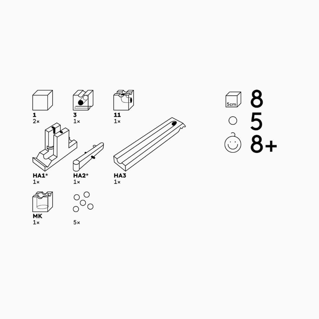 CUBORO houten knikkerbaan uitbreiding kick met 8 delen
