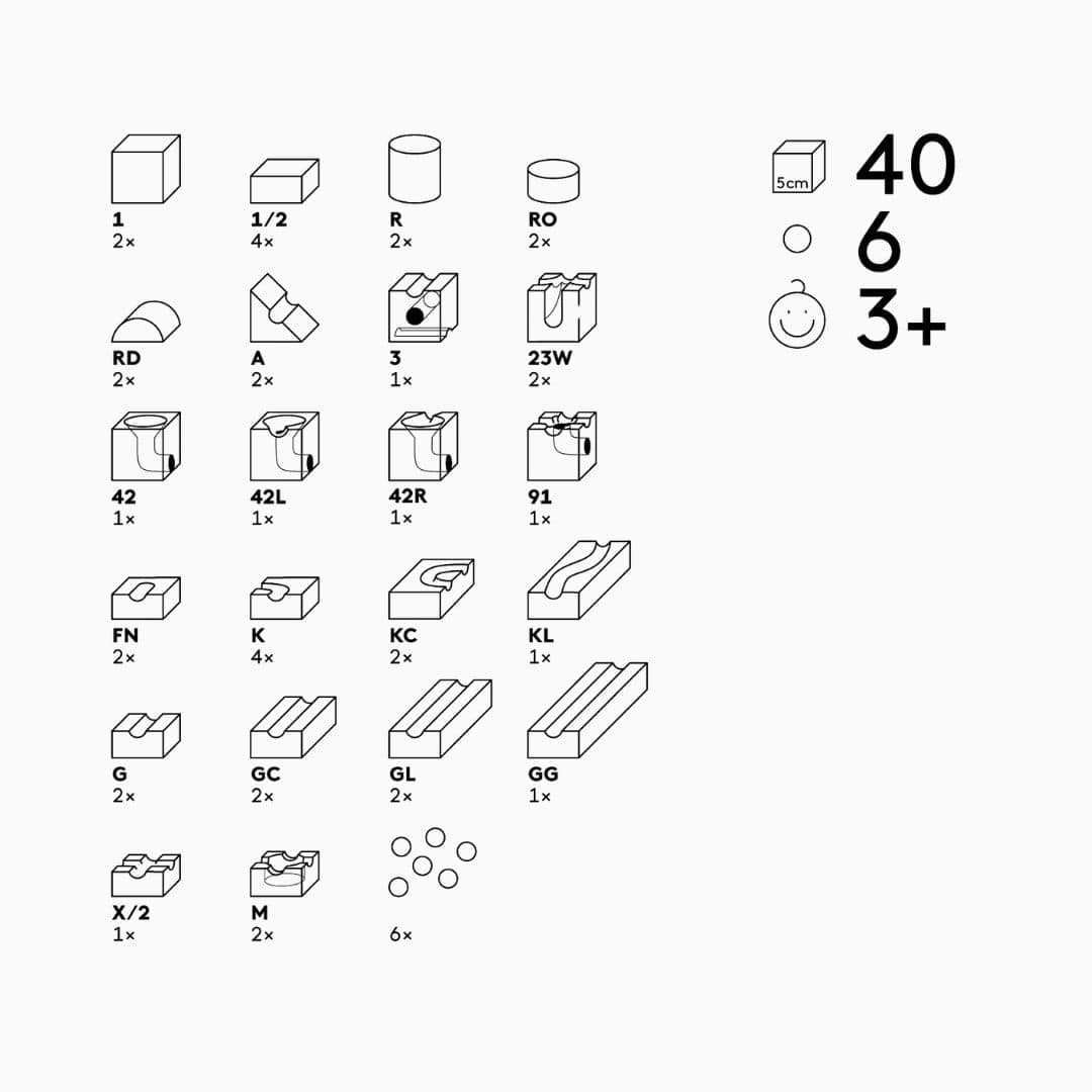 CUBORO JUNIOR houten knikkerbaan starters 40-delig