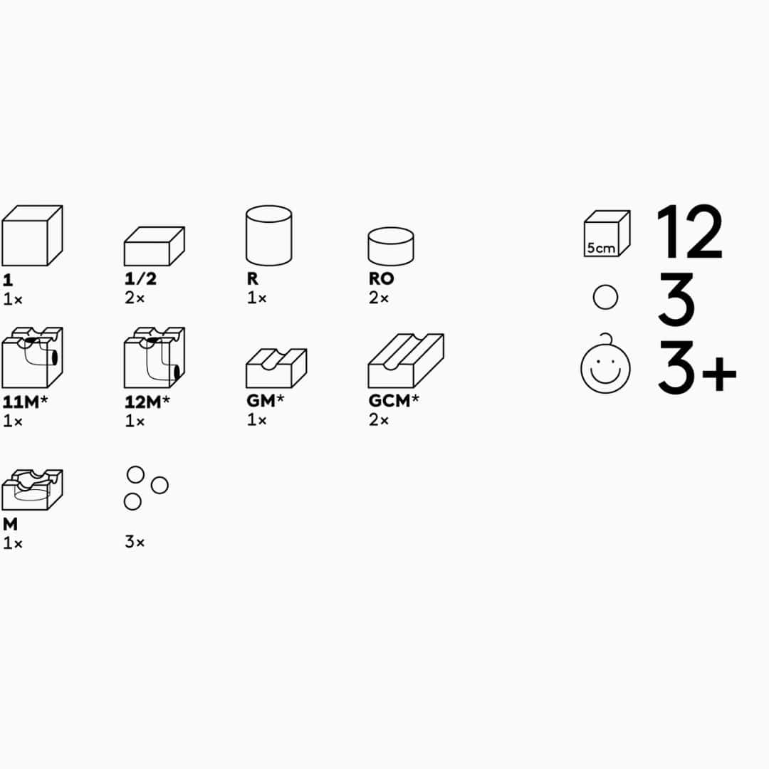 CUBORO MAGNET uitbreidingsset houten knikkerbaan 12-delig