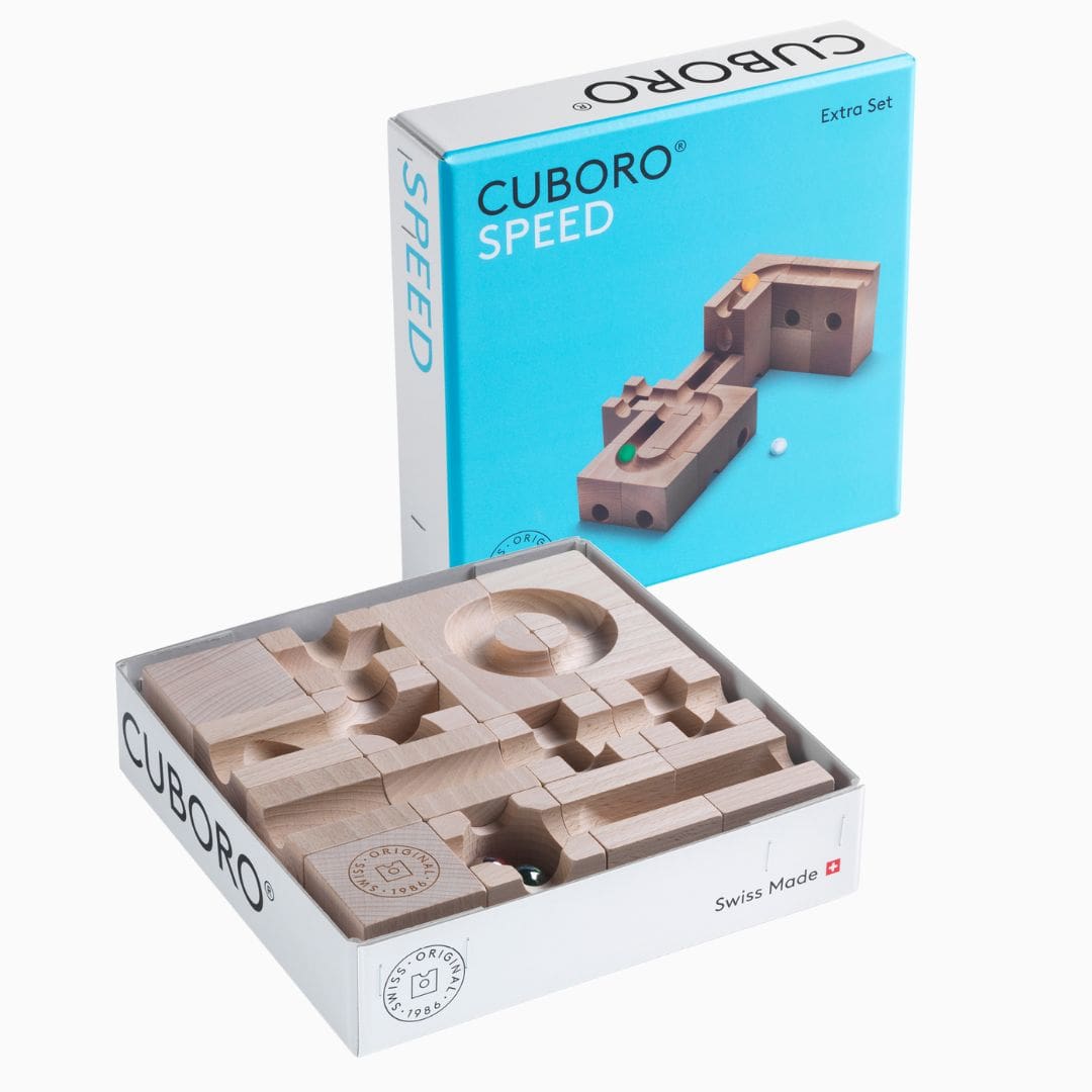 CUBORO knikkerbaan uitbreidingsset speed met 16 bouwelementen
