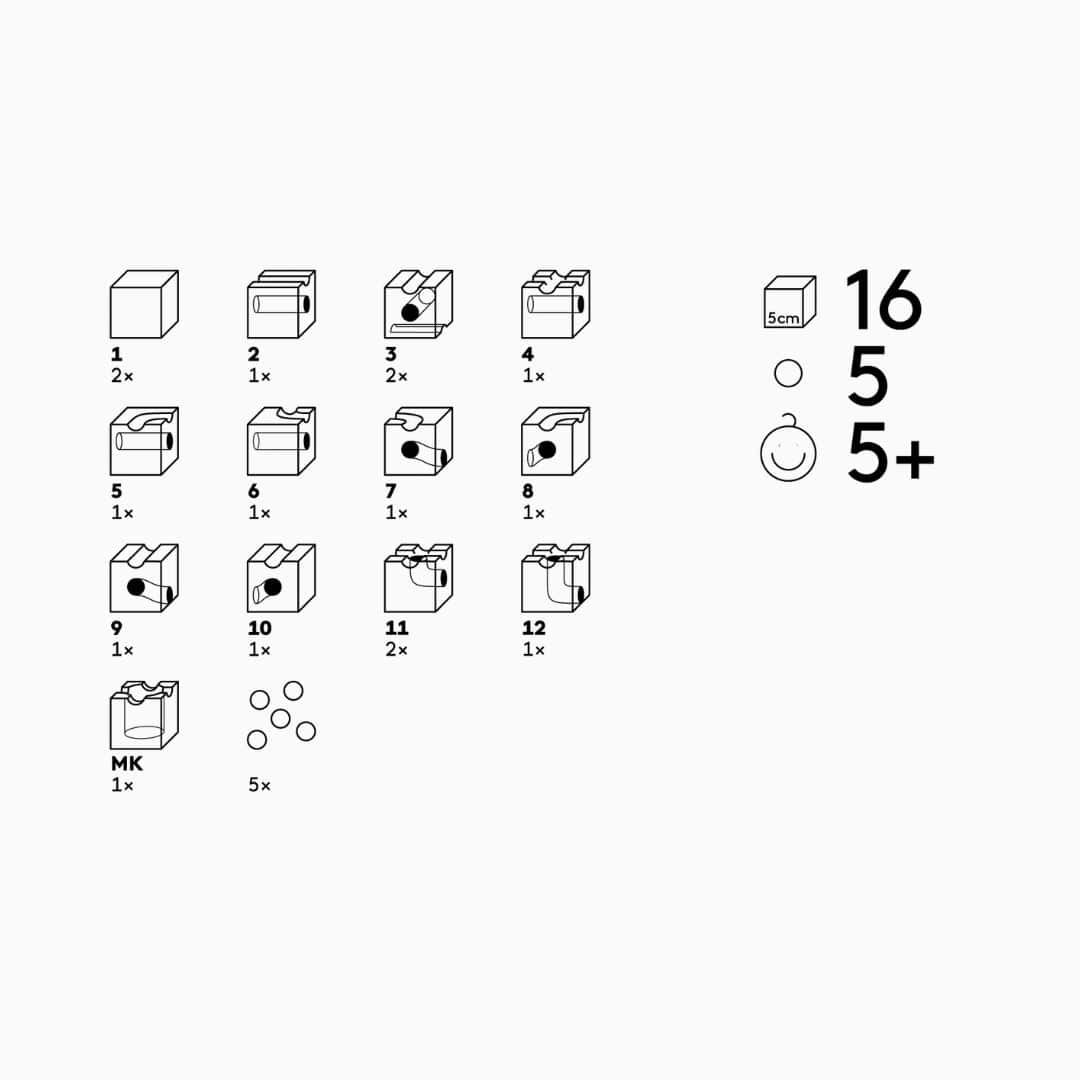 CUBORO Standaard 16 houten knikkerbaan met knikkers