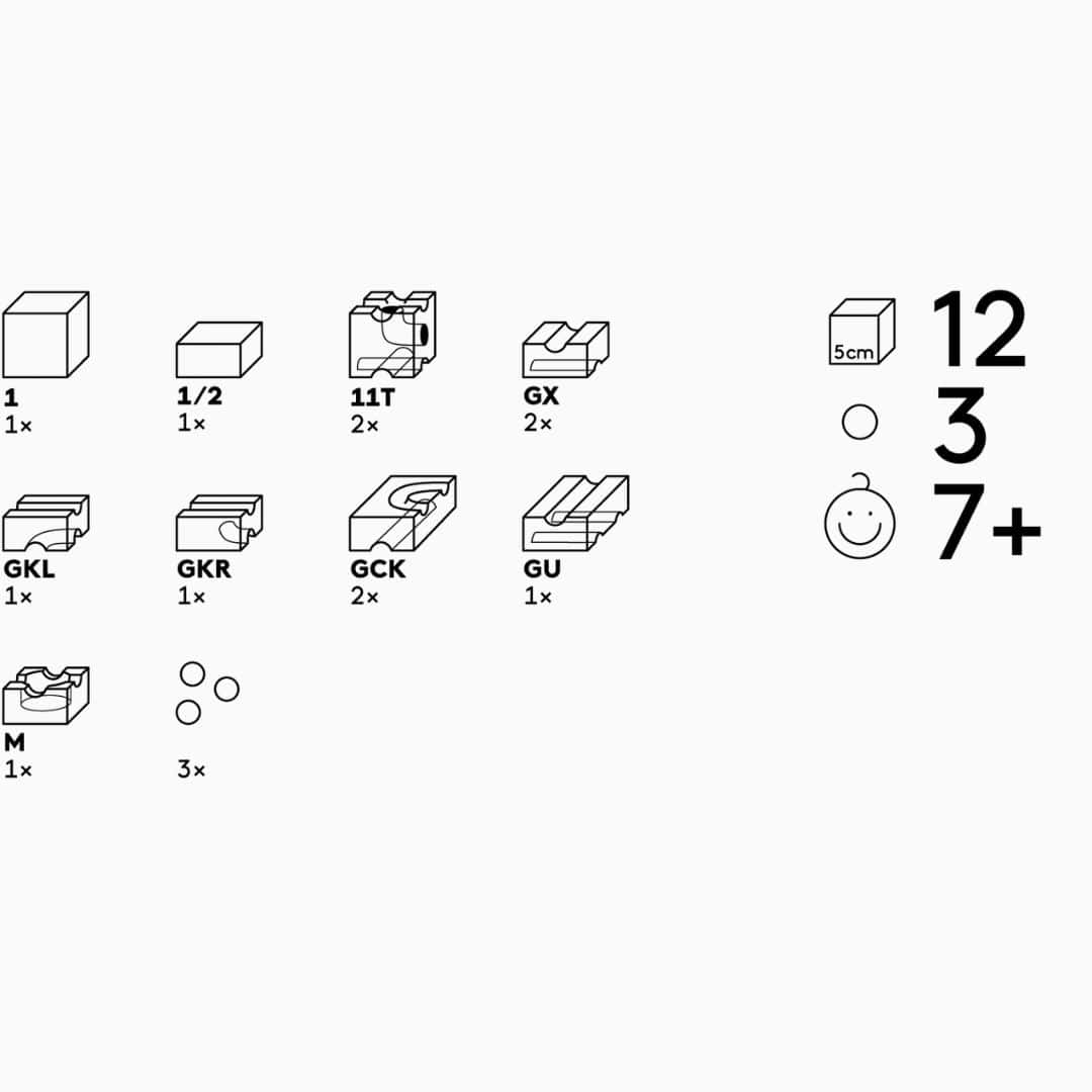 CUBORO SUB knikkerbaan uitbreiding voor tunnels met 12 bouwelementen