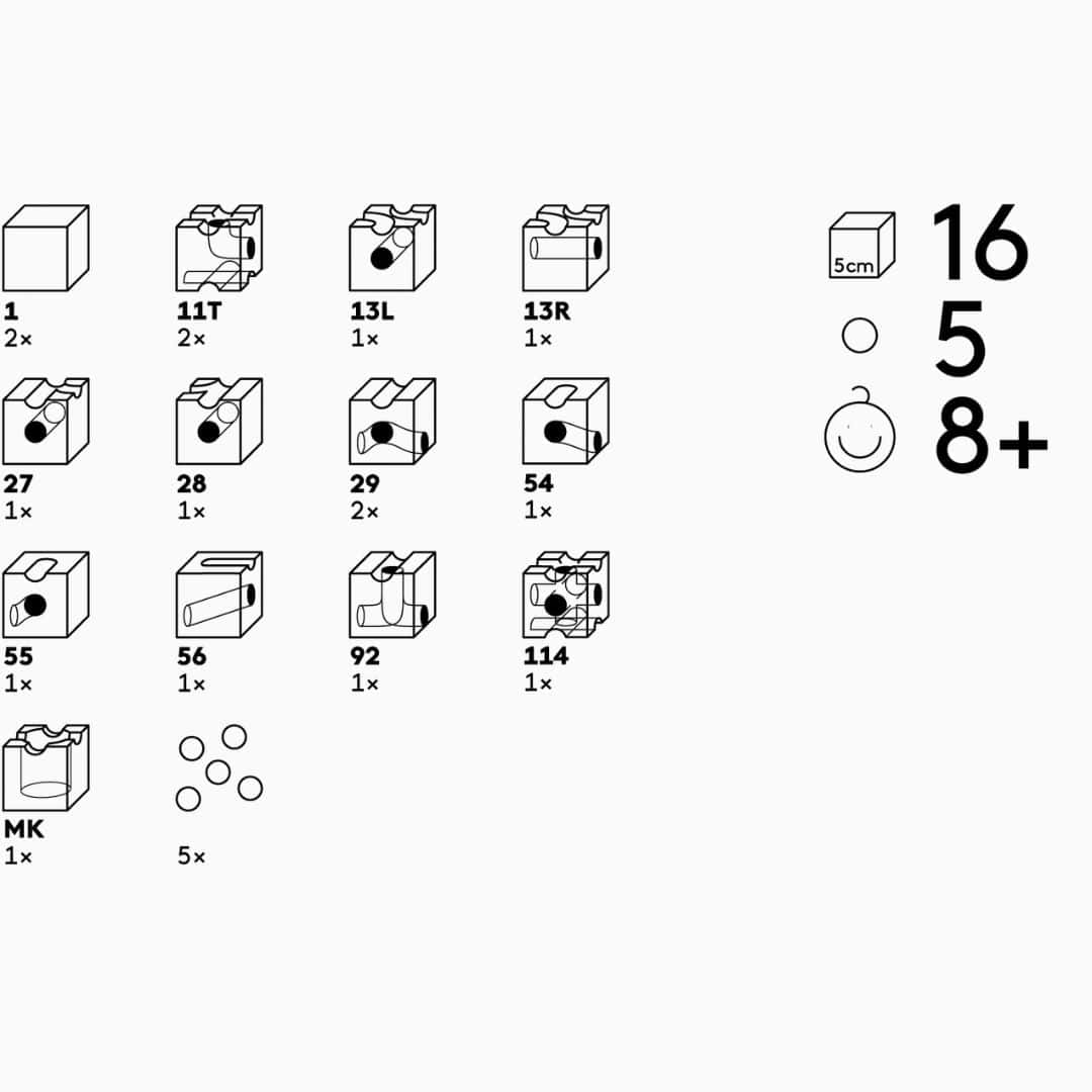 CUBORO knikkerbaan uitbreidingsset trick 16-delig