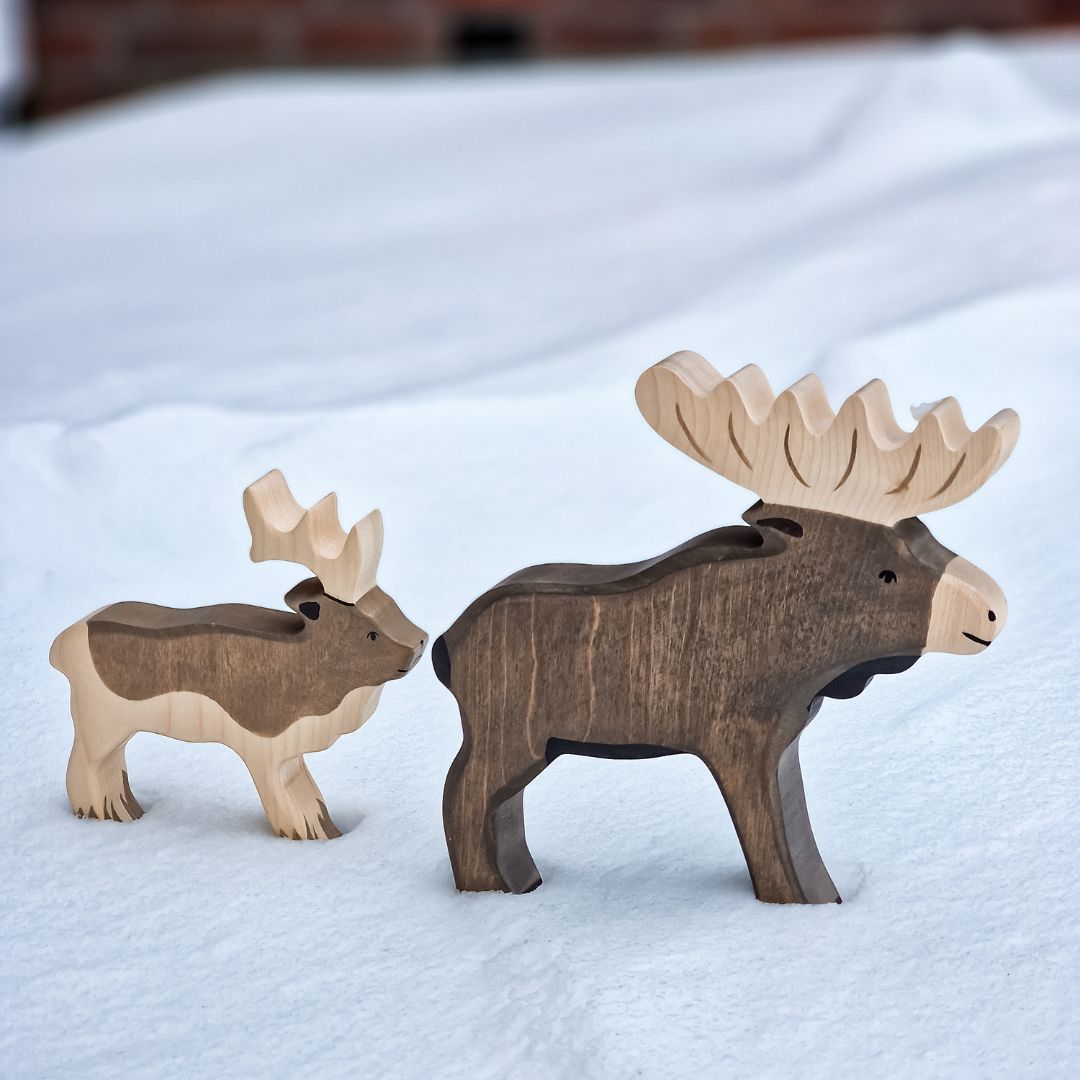 Houten eland en rendier van Holztiger