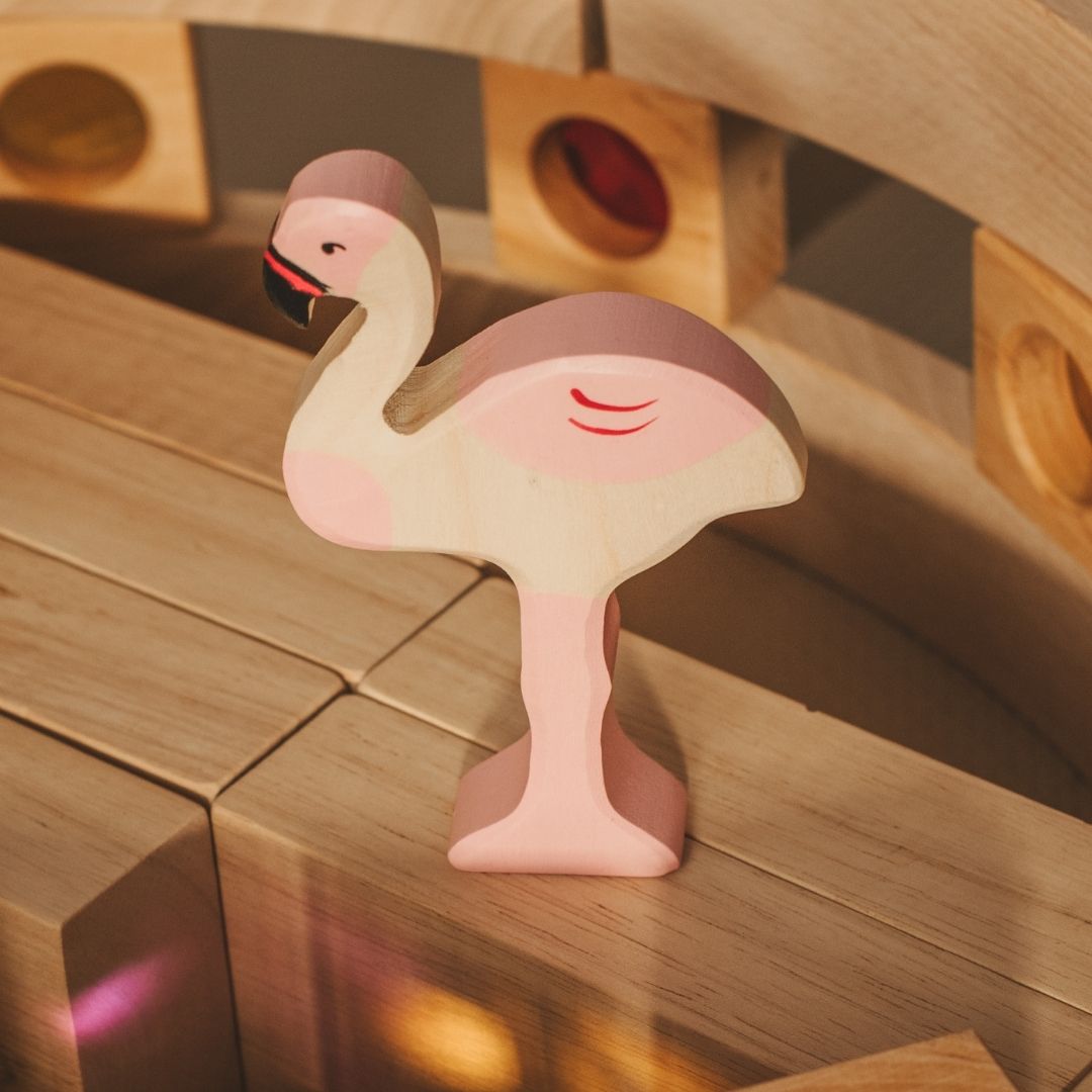 Holztiger flamingo van hout
