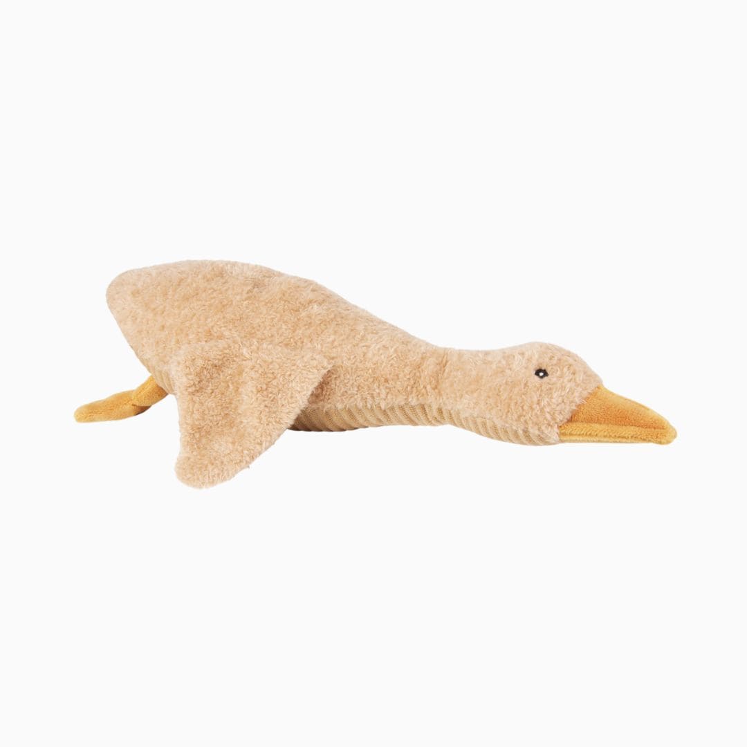 Flow Amsterdam hartslag knuffel gans liva met timer en huilsensor in de kleur bruin