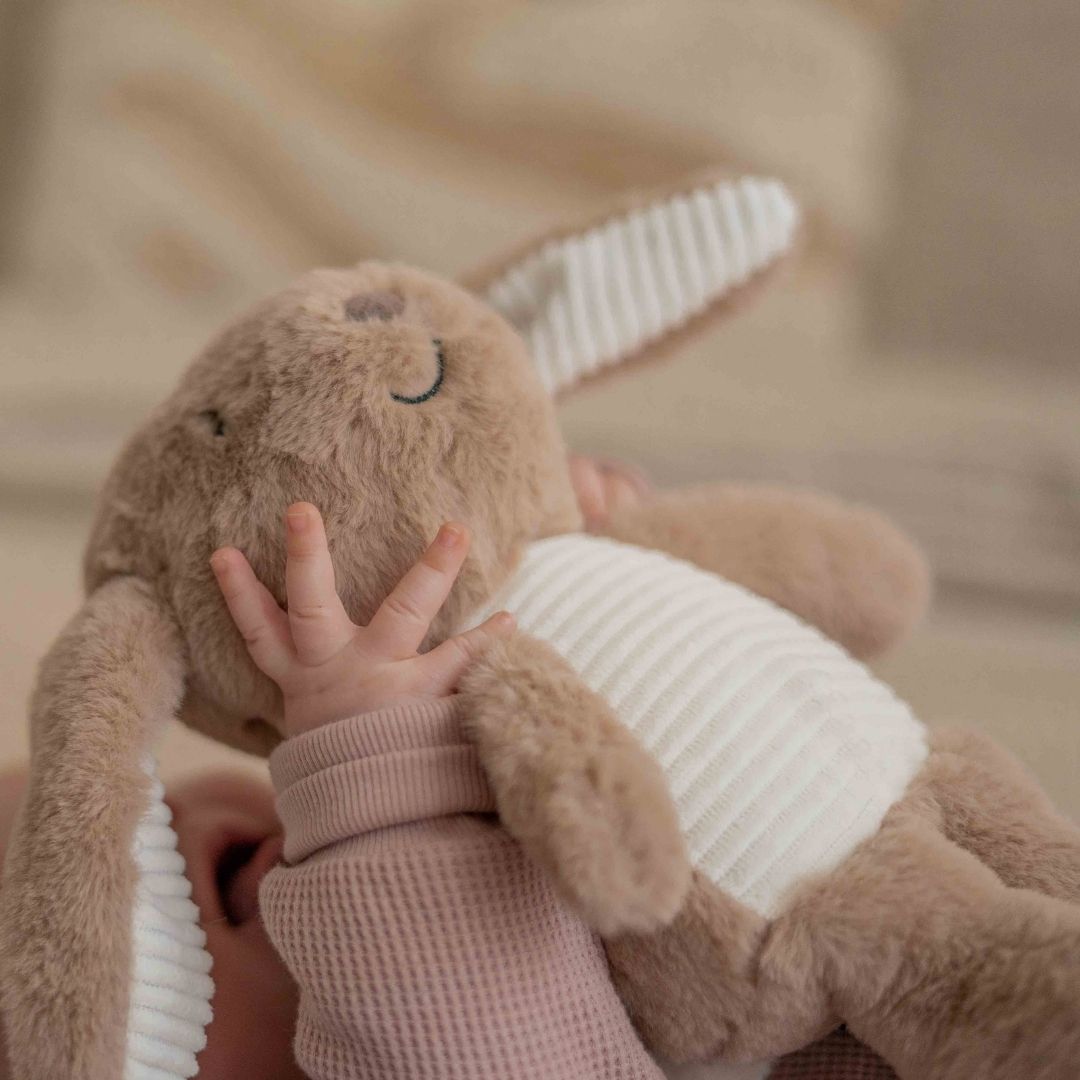 Flow Amsterdam hartslag knuffel konijn Milo in de kleur bruin