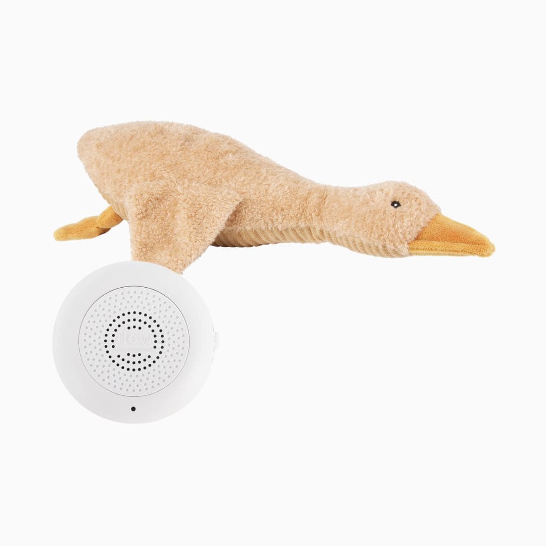 Flow Amsterdam hartslag knuffel gans liva met timer en huilsensor in de kleur bruin