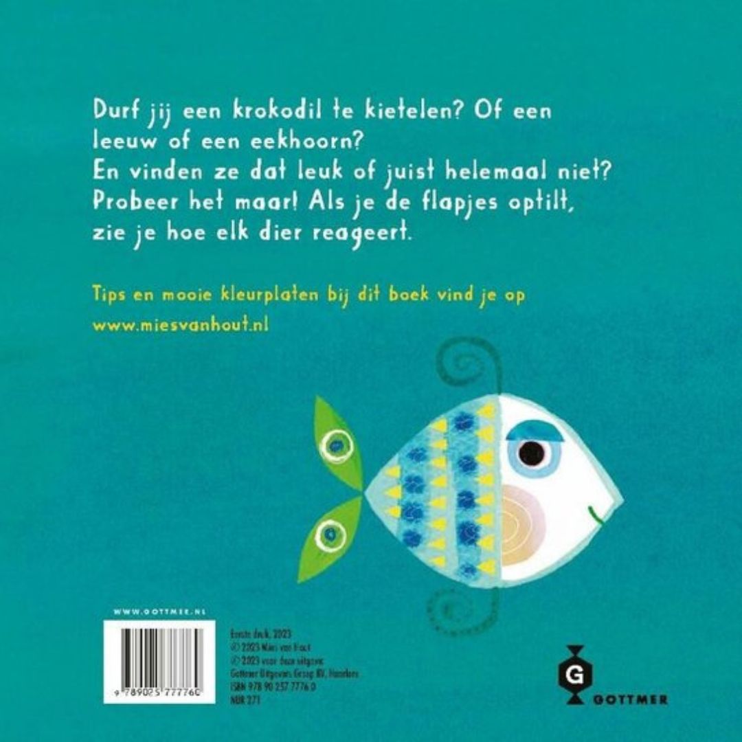 Kartonboek Ga je mij kietelen van Mies van Hout uit de prentenboeken top 10 van 2025 uitgegeven door uitgeverij Gottmer