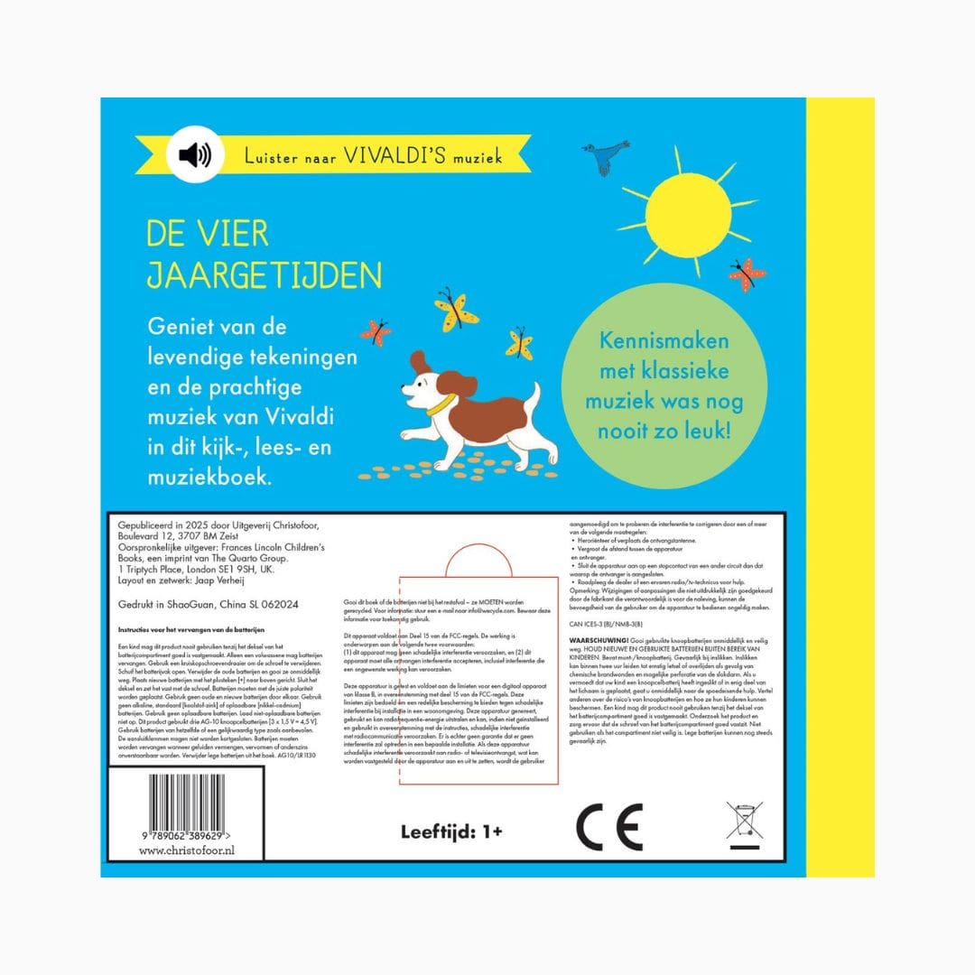 Het kleine verhalenorkest geluidenboek de vier jaargetijden met klassieke muziek van Vivaldi.