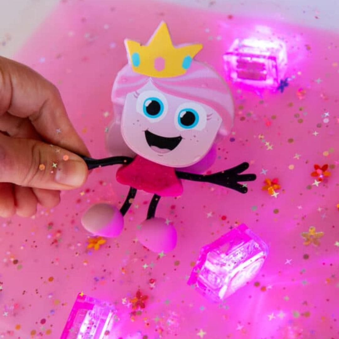 Glo Pals character Prinses Ida badspeeltjemet lichtgevende blokjes in de kleur roze