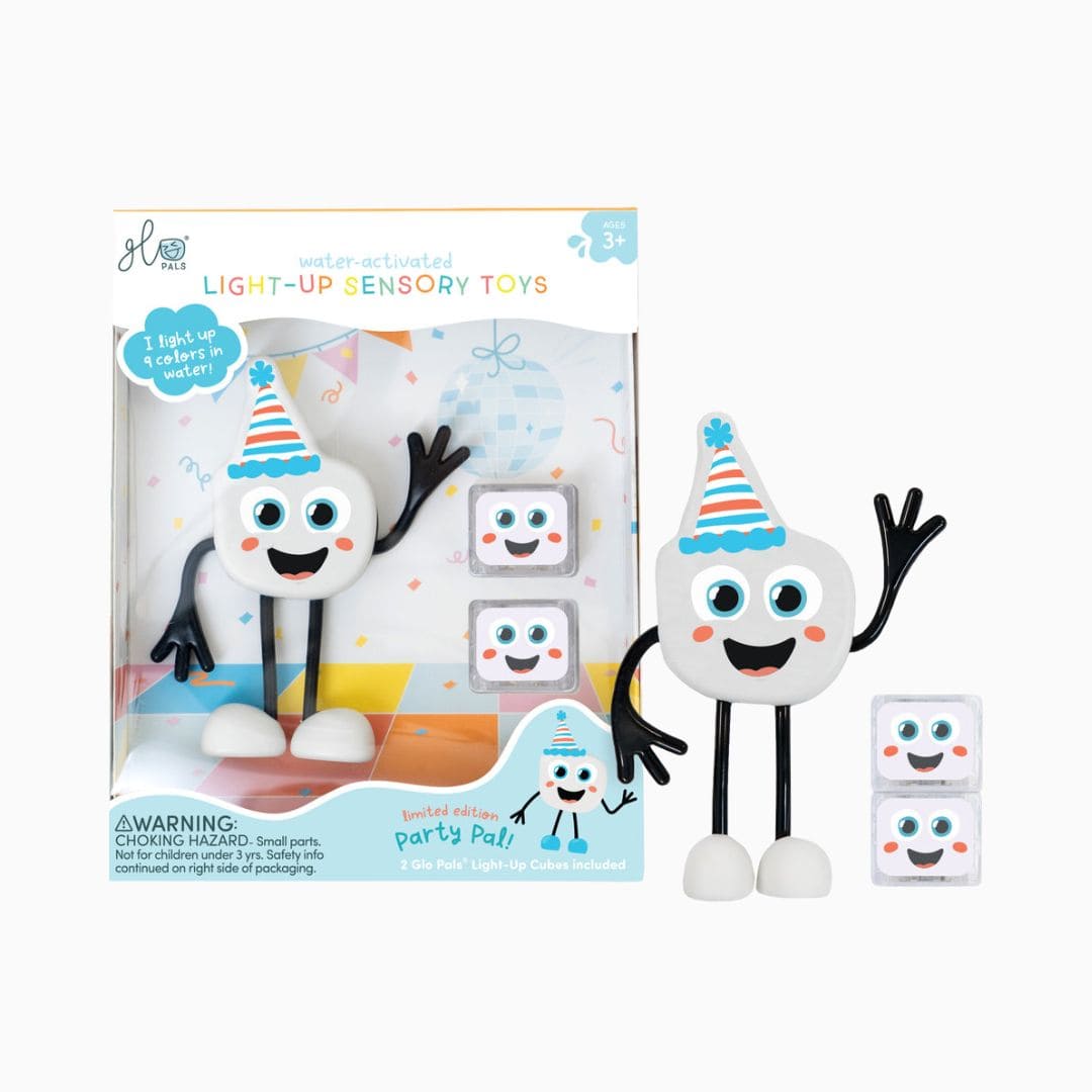 Glo Pals light up sensory toy badspeeltje Party Pal light up cubes lichtgevende blokjes in discokleuren