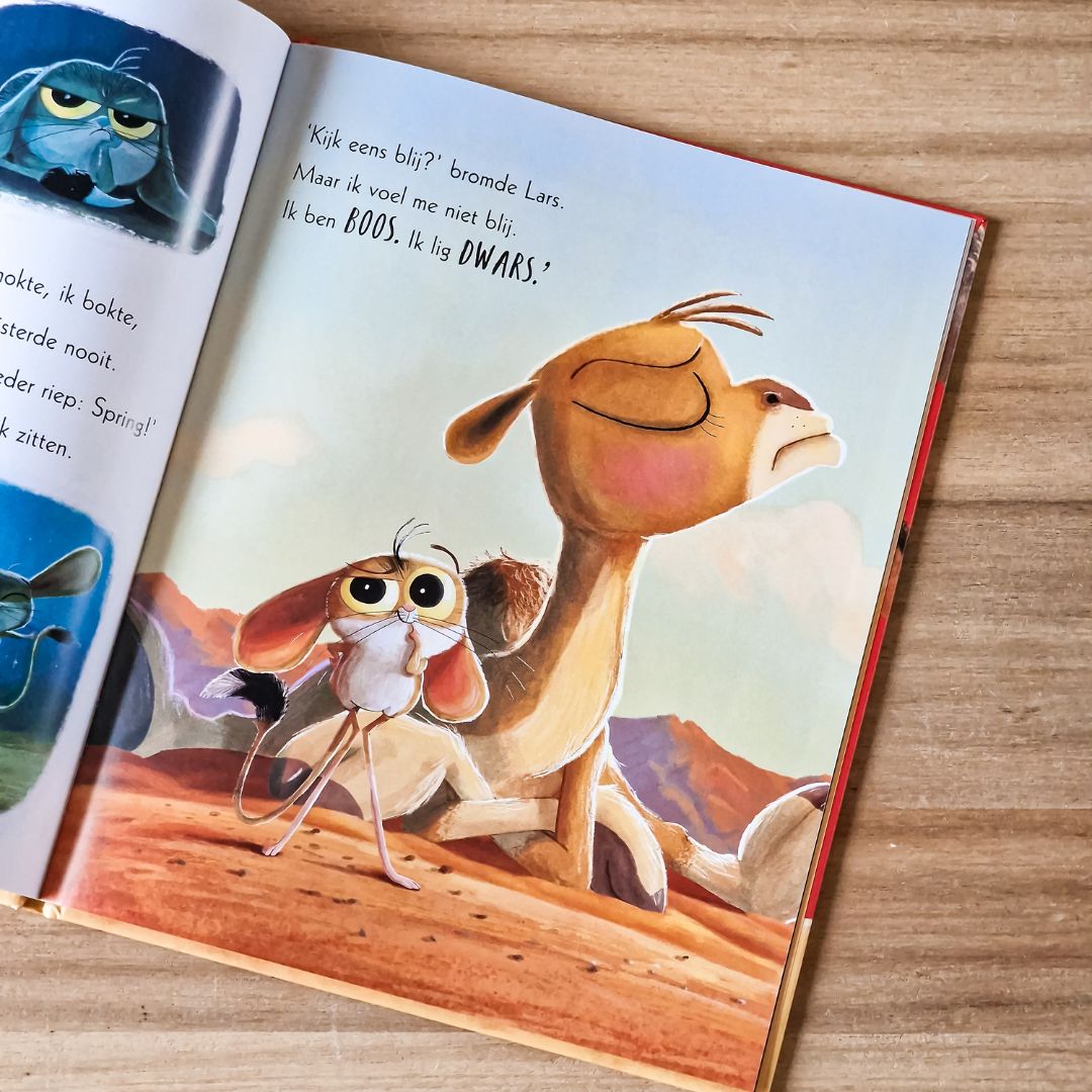 Prentenboek Lars de dwarse dromedaris van Rachel Bright en Jim Field door uitgeverij Gottmer