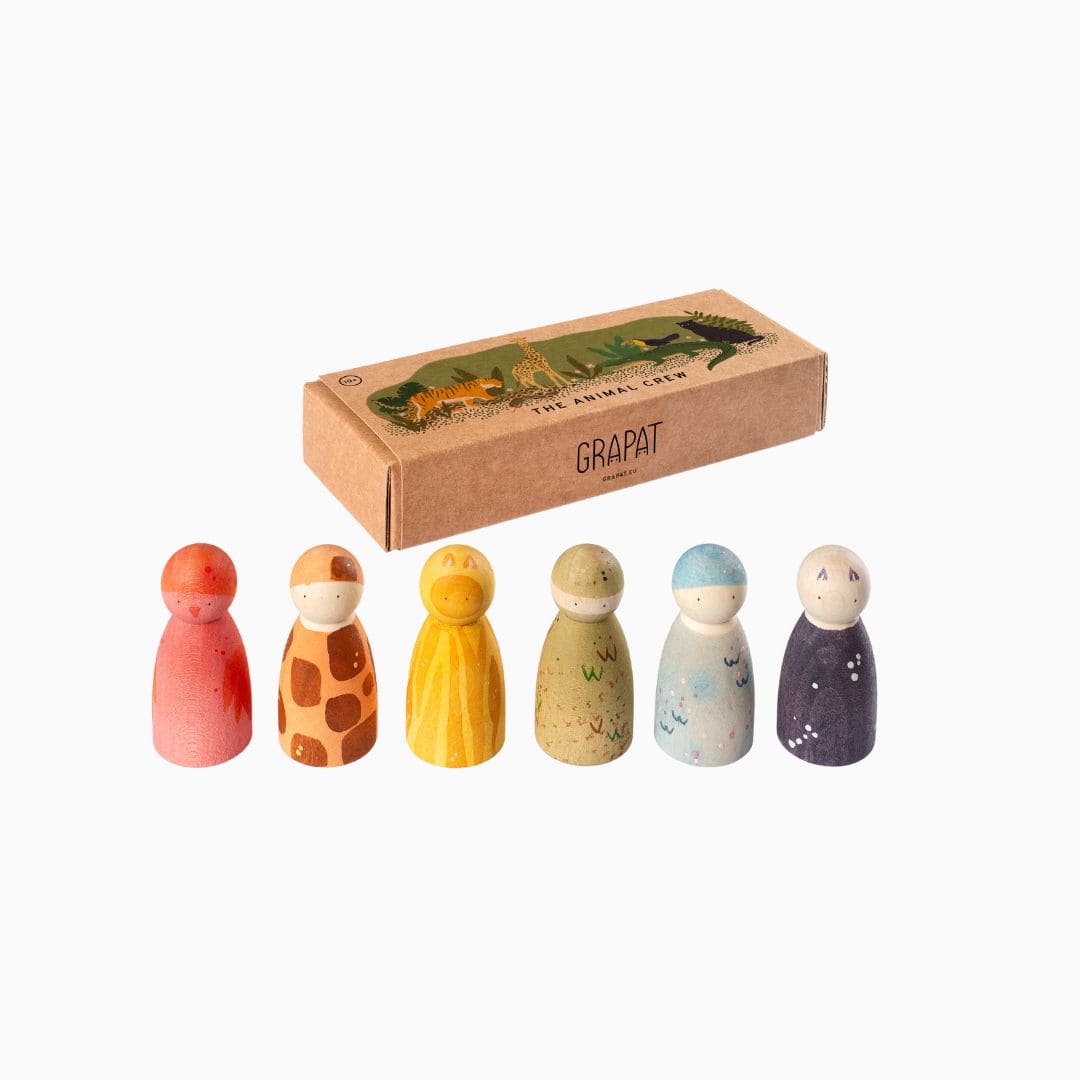 Grapat nins animal crew houten dieren speelfiguren