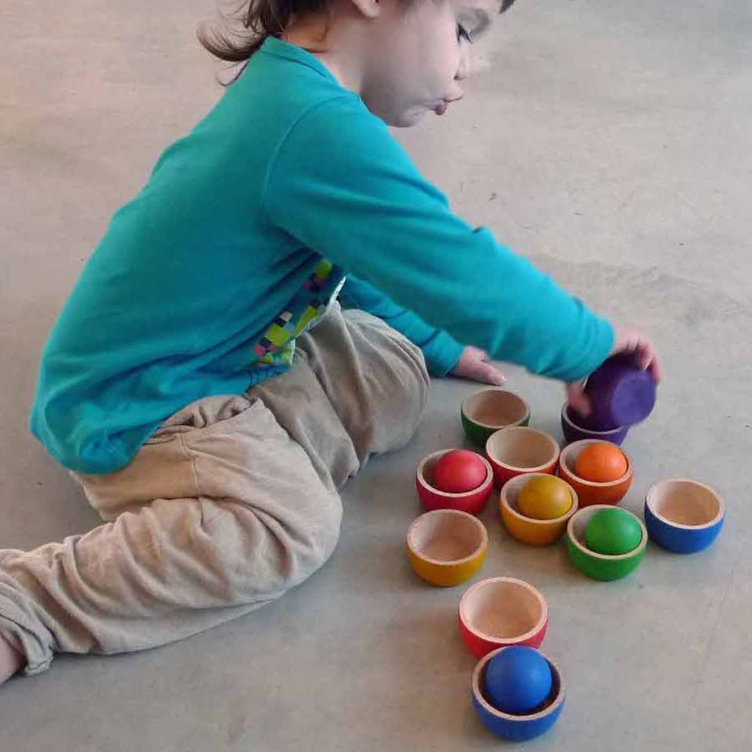 Grapat 12 houten bakjes met 6 ballen