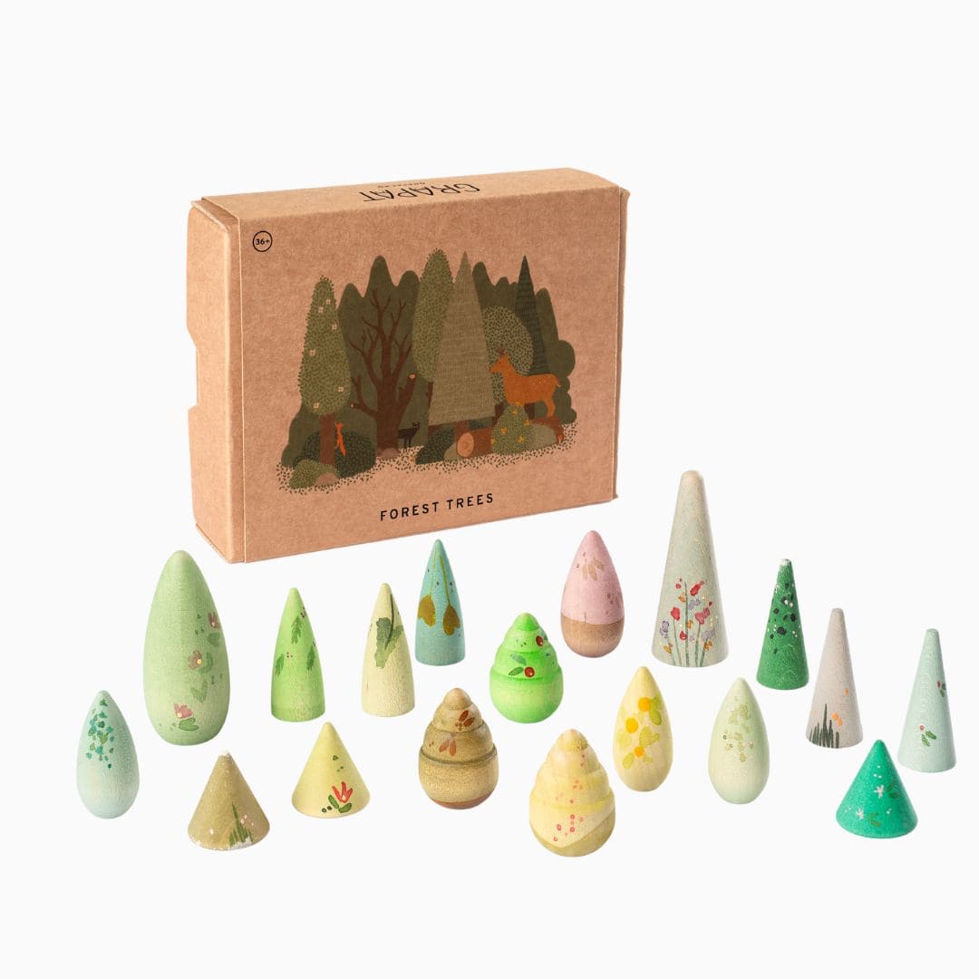 Grapat mandala loose parts houten bomen