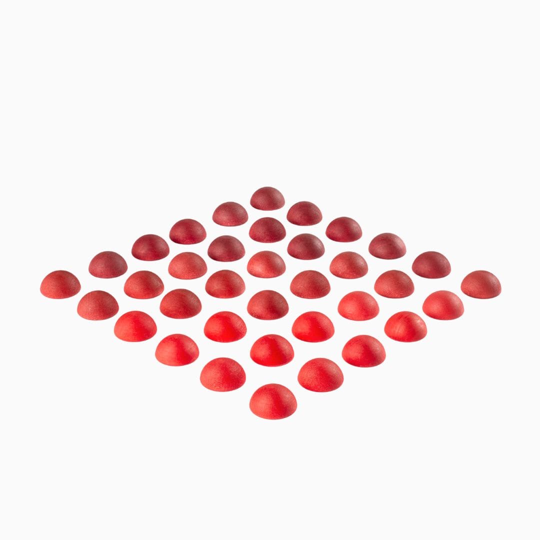 Grapat halve bollen mandala in de kleur rood