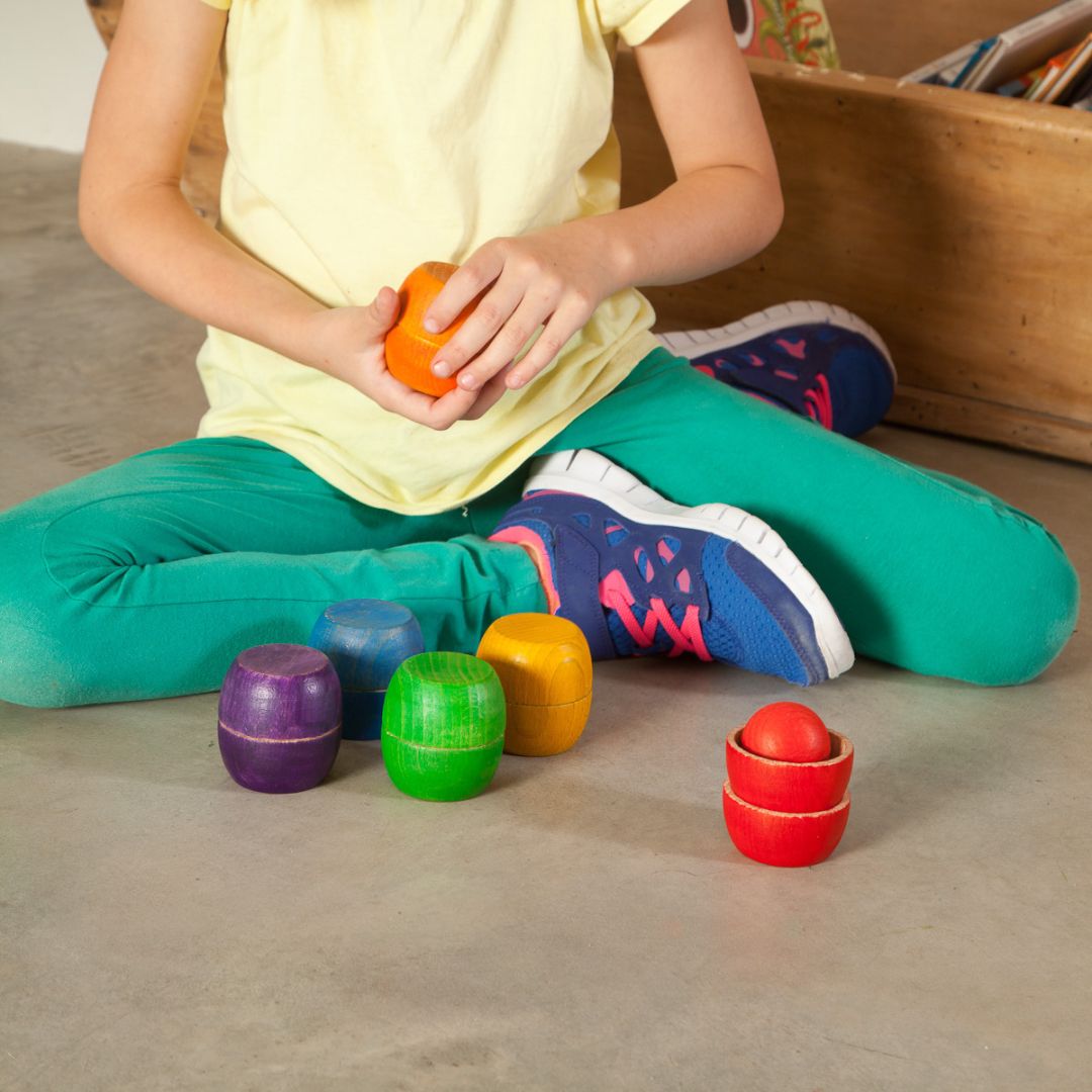 Grapat 12 houten bakjes met 6 ballen