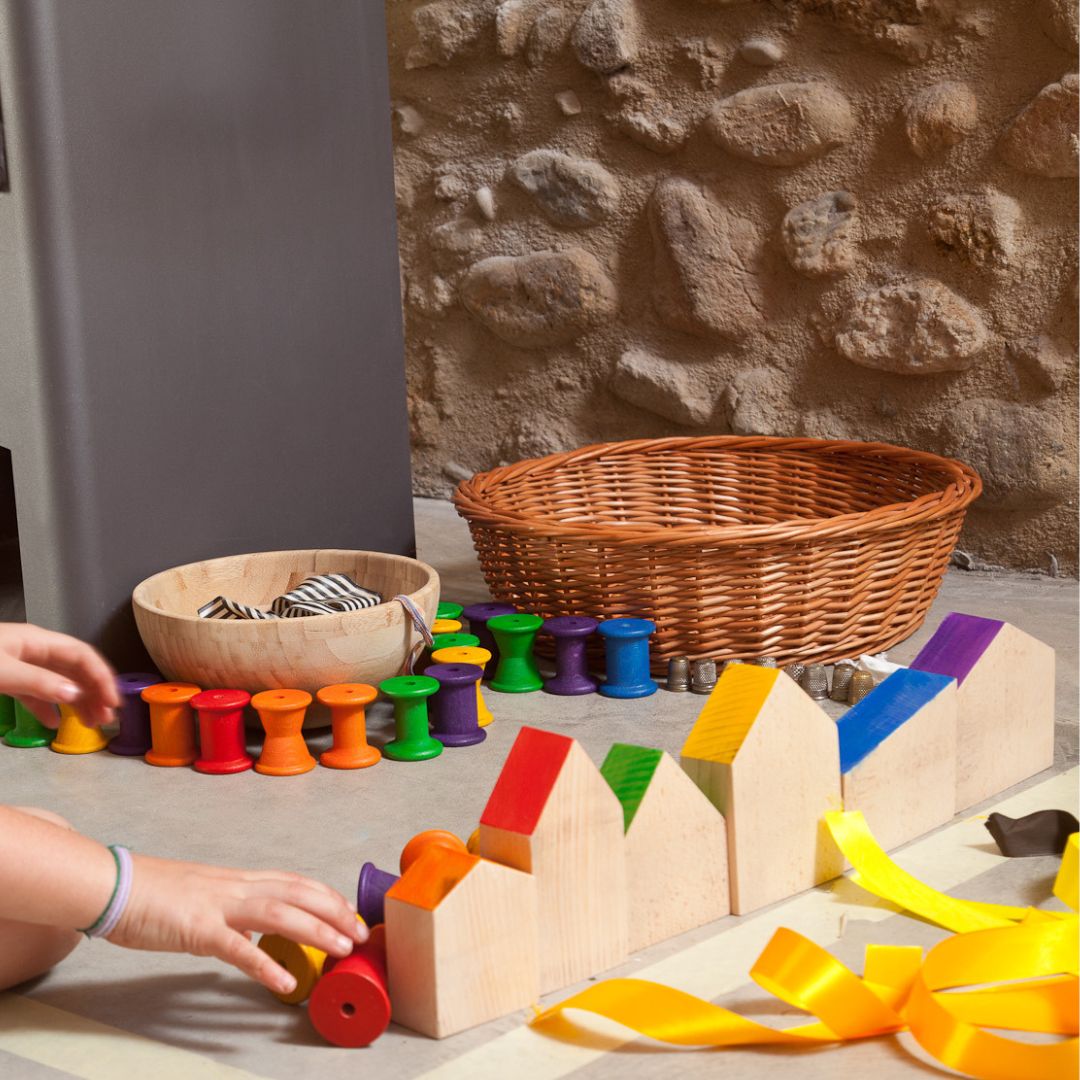 Grapat houten huisjes - 6 stuks