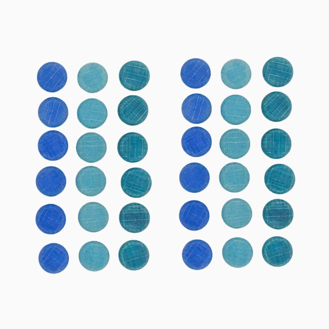 Grapat blauwe mandala stenen van hout