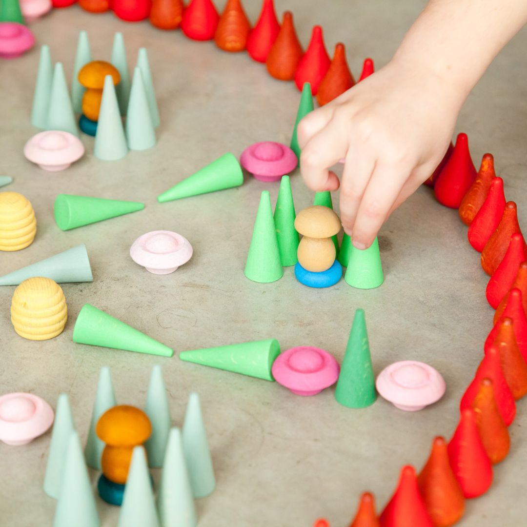 Grapat houten kegels - 36 stuks