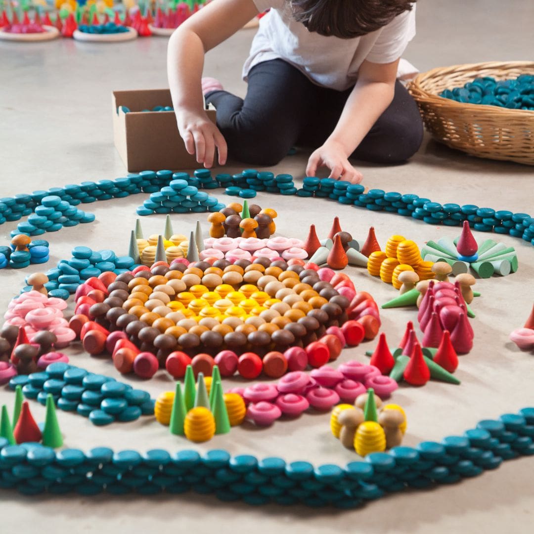 Grapat houten stenen blauw - 36 stuks