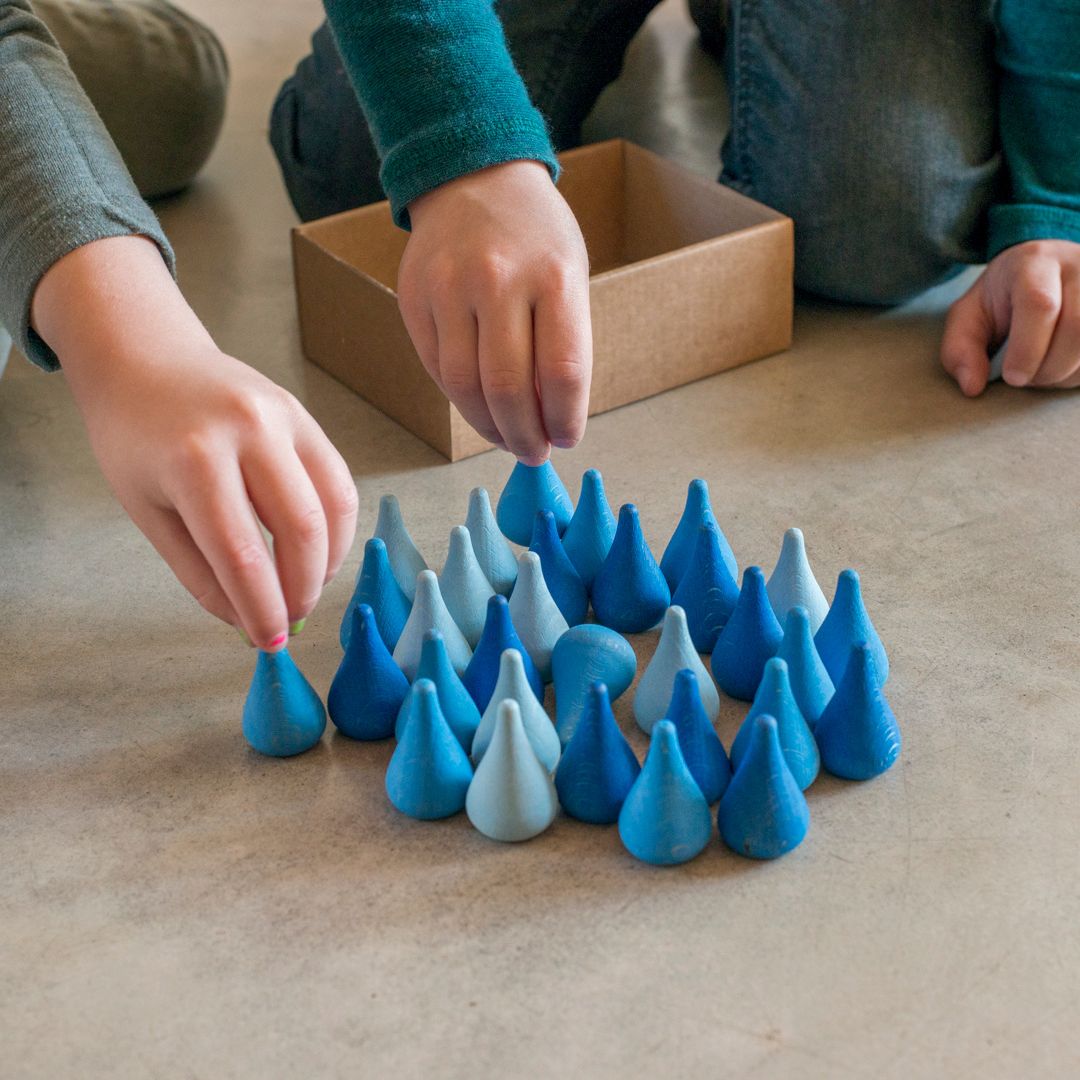 Grapat houten regendruppels - 36 stuks