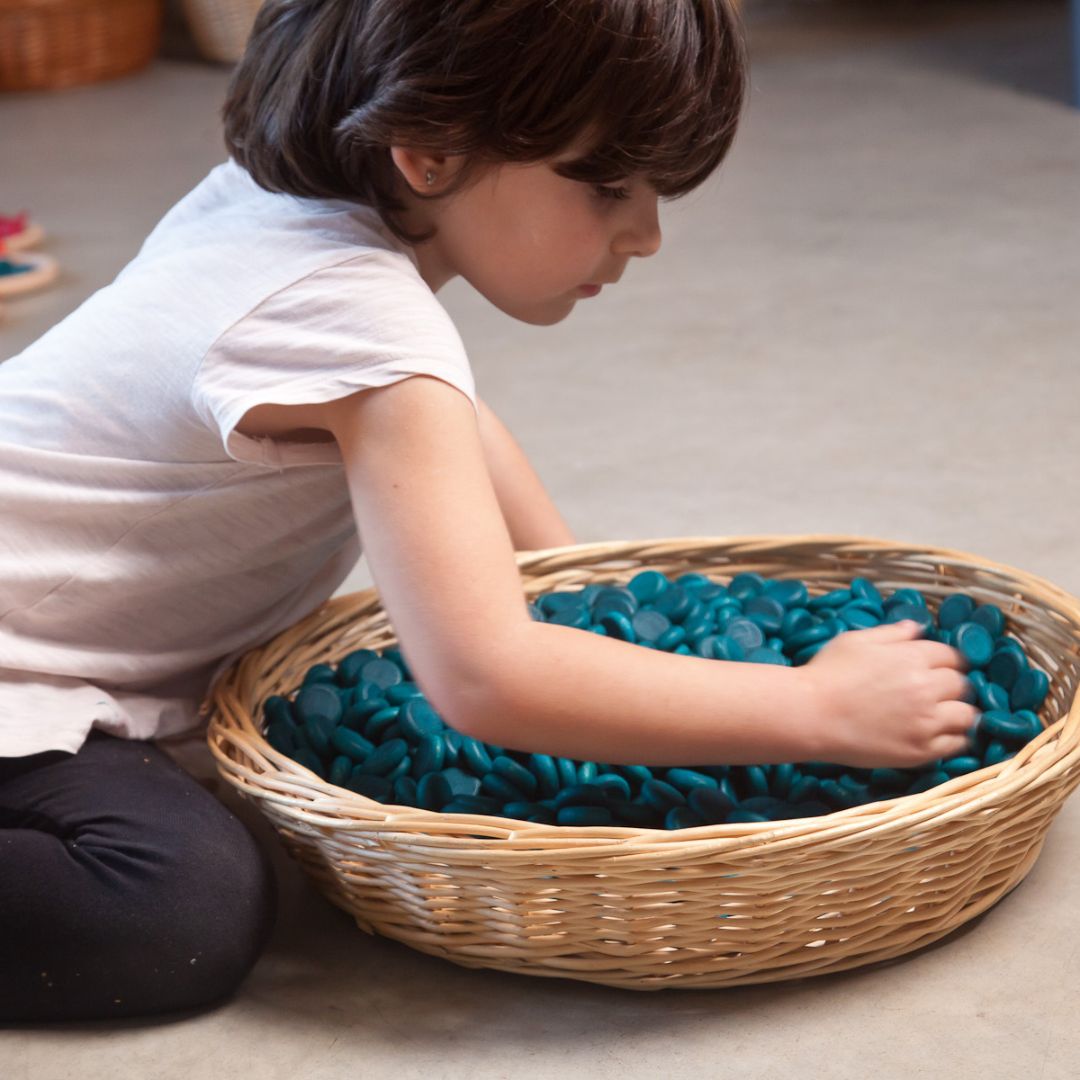 Grapat houten stenen blauw - 36 stuks