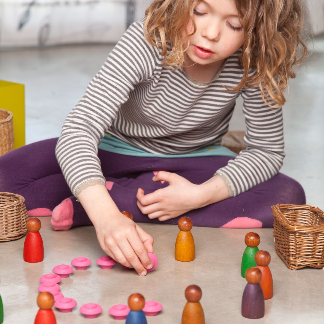 Grapat houten roze bloemen - 36 stuks