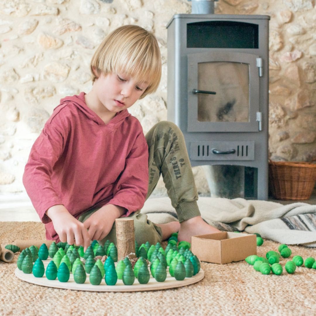 Grapat houten boompjes - 36 stuks