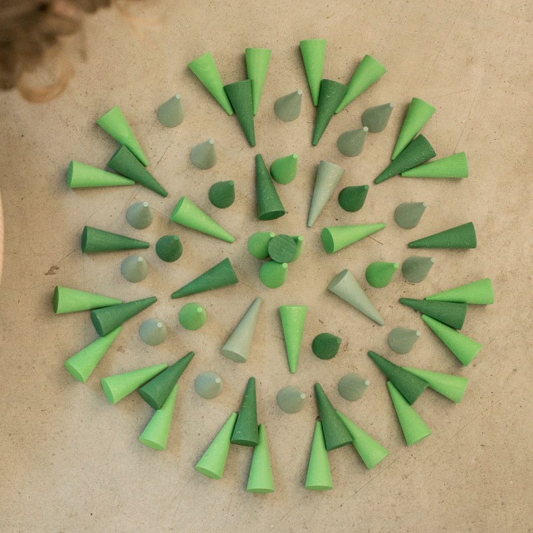 Grapat houten kegels - 36 stuks